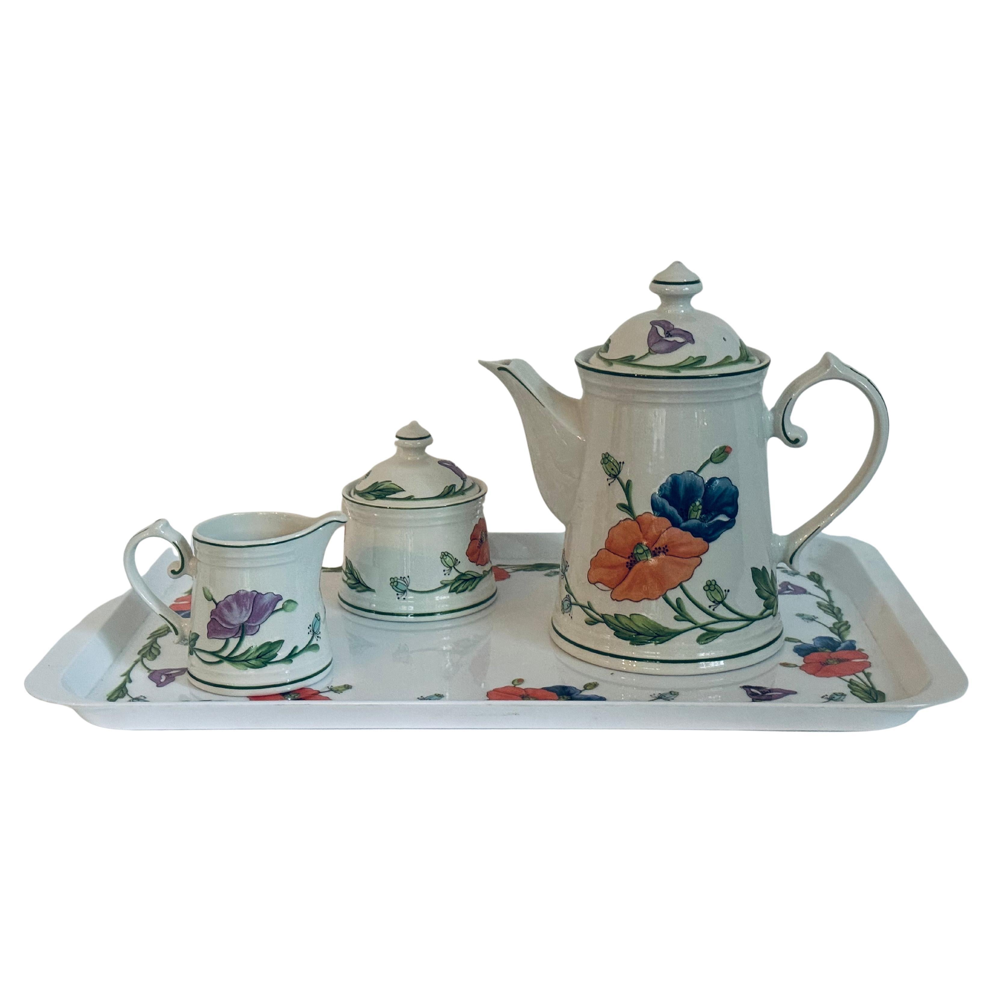 Juego de té parcial vintage Villeroy & Boch Motivo Amapola