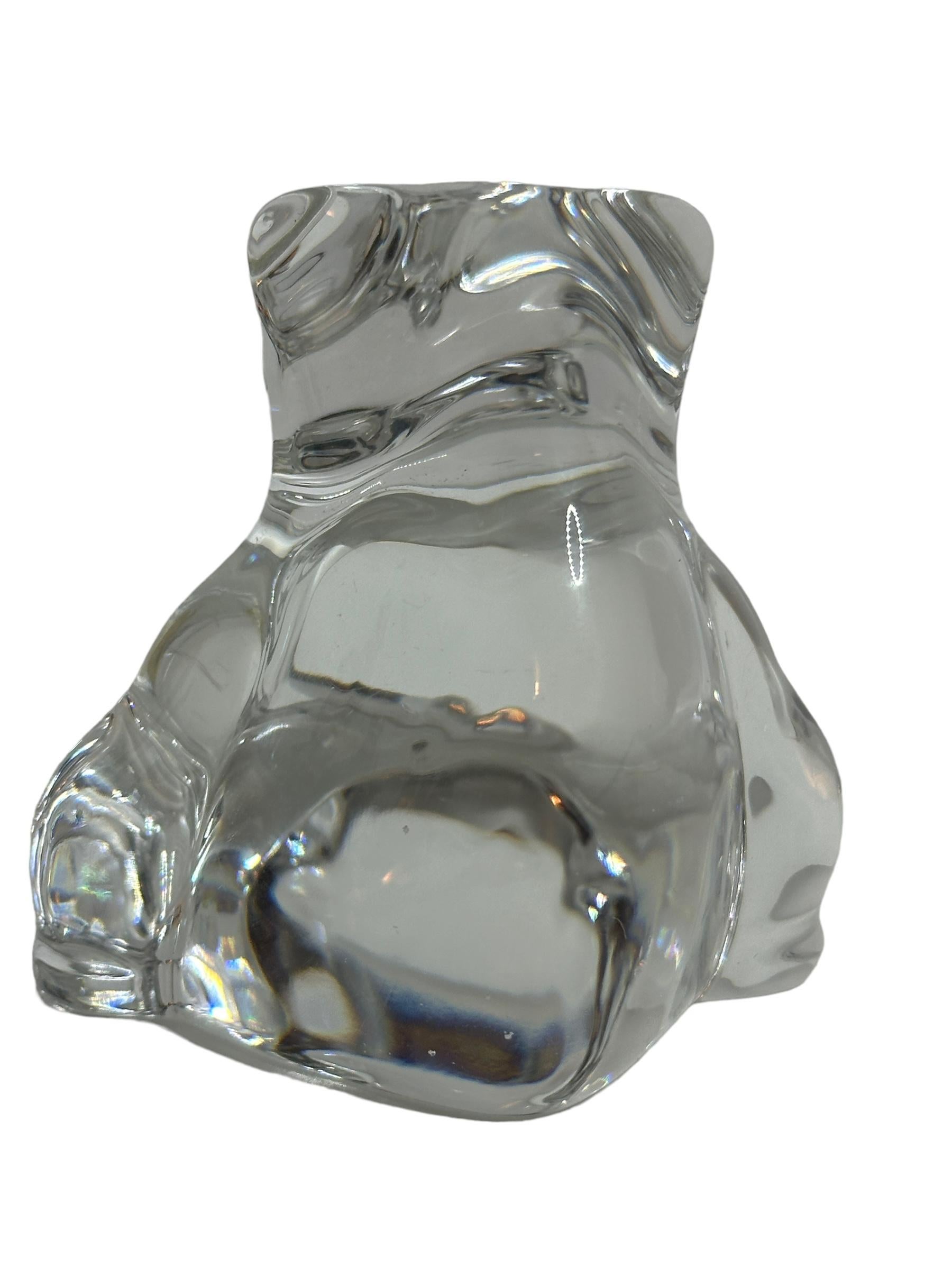German Vintage Villeroy & Boch Clear Glass Panda Bear Paperweight For Sale