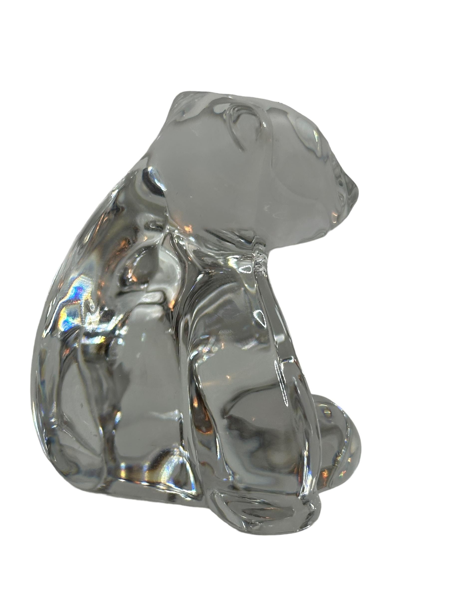 Hand-Crafted Vintage Villeroy & Boch Clear Glass Panda Bear Paperweight For Sale