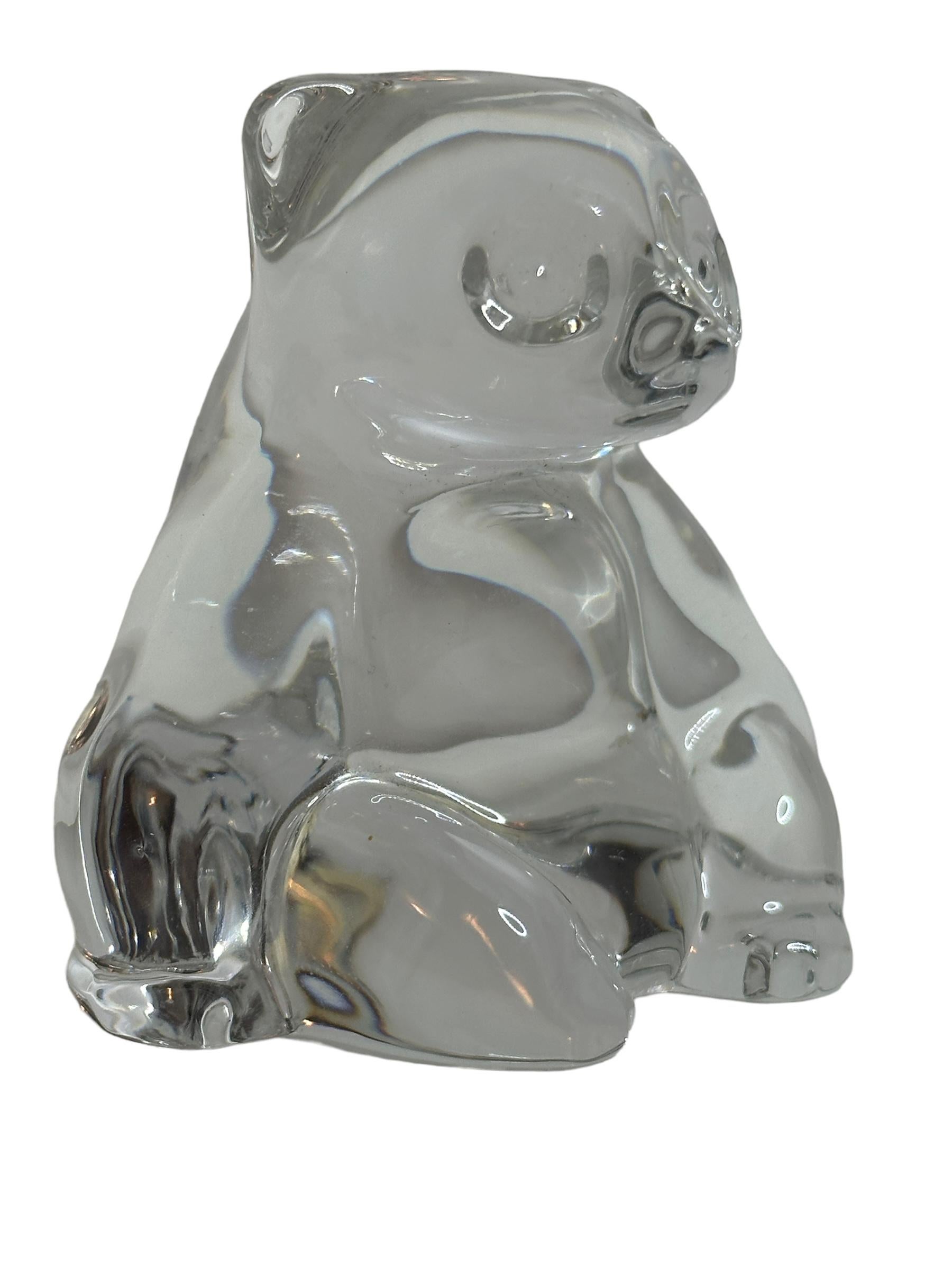 Vintage Villeroy & Boch Clear Glass Panda Bear Paperweight In Good Condition For Sale In Nuernberg, DE