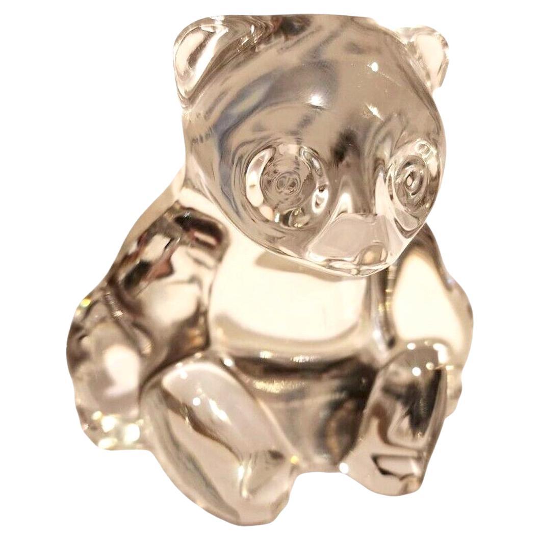 Vintage Villeroy & Boch Clear Glass Panda Bear Paperweight For Sale