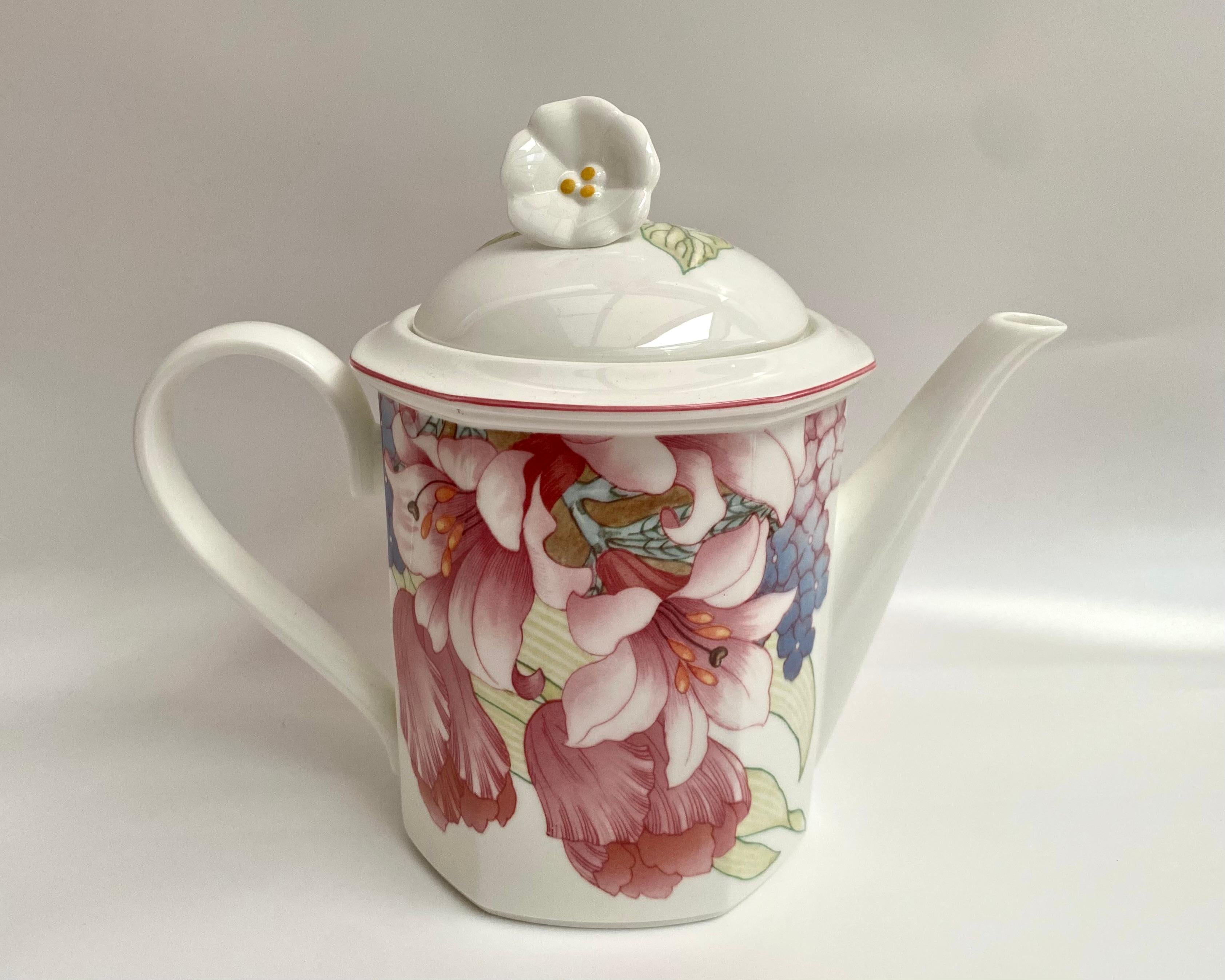 Juego de Té Vintage Villeroy & Boch Gallo Design de China de Hueso, Floral años 70, 23 piezas Porcelana en venta