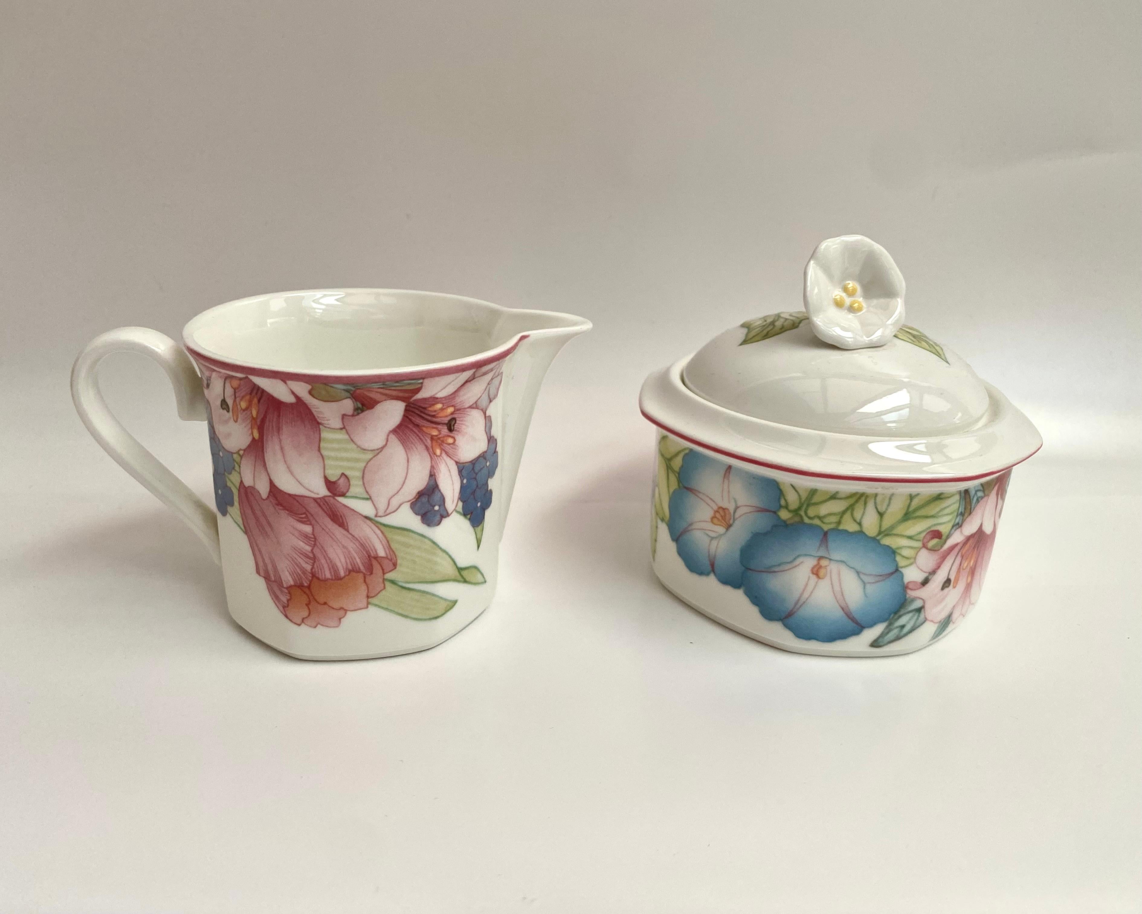 Juego de Té Vintage Villeroy & Boch Gallo Design de China de Hueso, Floral años 70, 23 piezas en venta 2