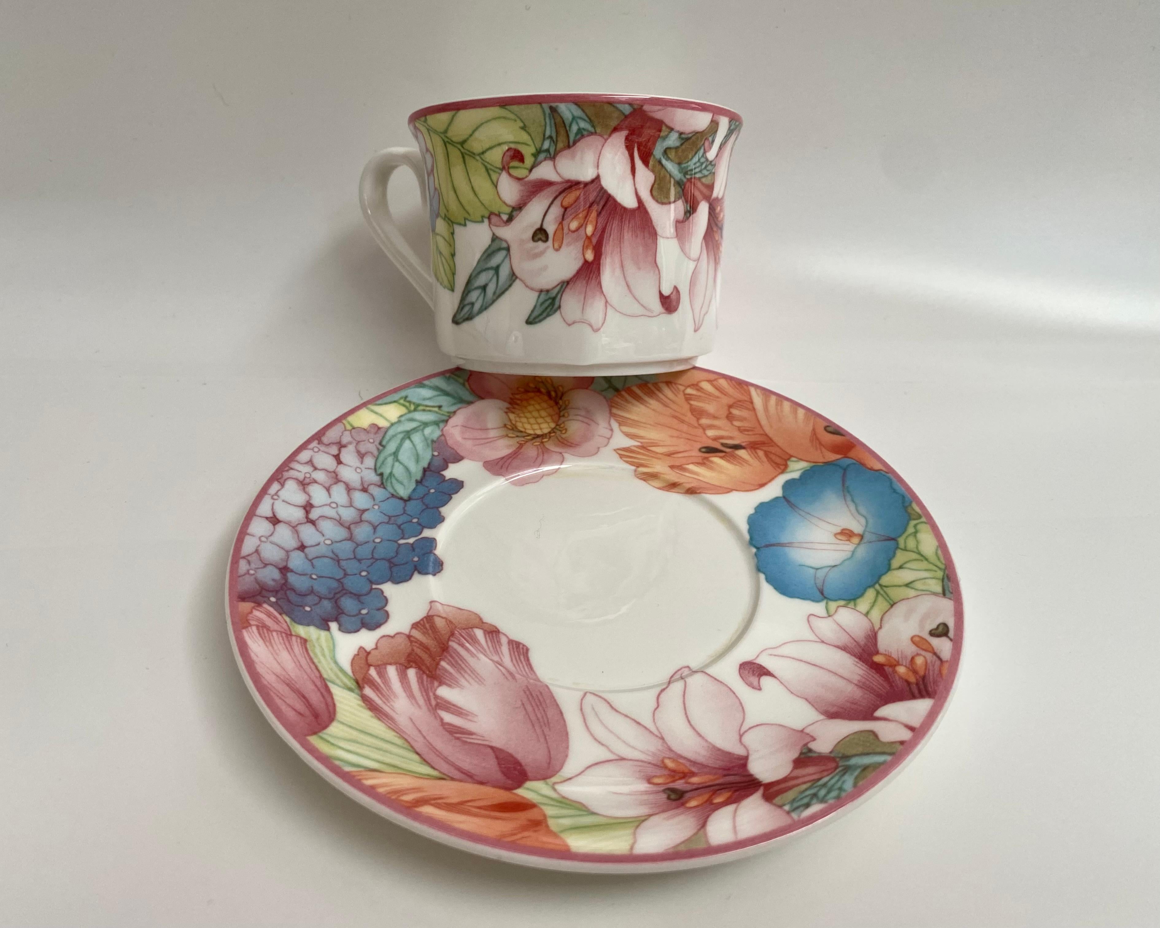 Juego de Té Vintage Villeroy & Boch Gallo Design de China de Hueso, Floral años 70, 23 piezas en venta 3