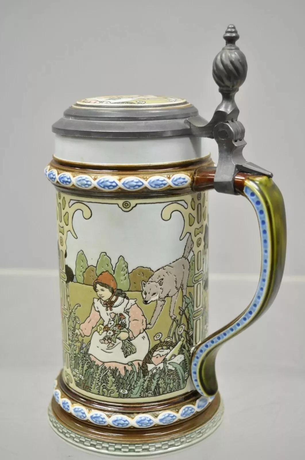 Rinascimento Vintage Villeroy & Boch Mettlach Beer Stein 2901 Fiabe dei Grimm in vendita