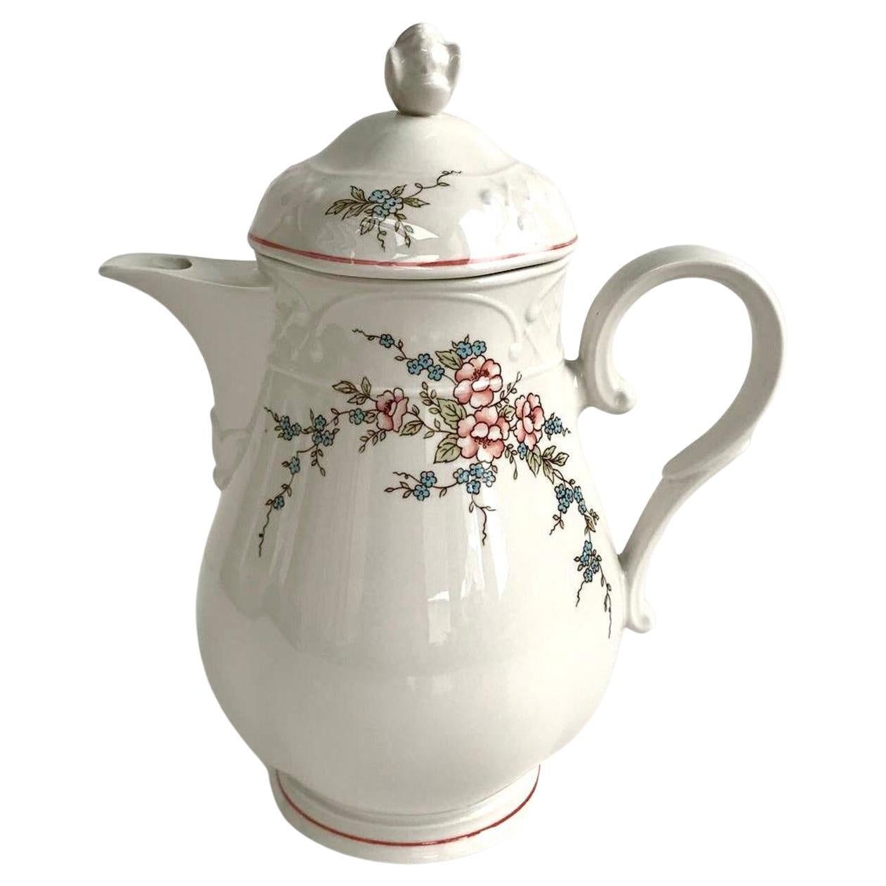 Vintage Villeroy & Boch Rosette Teapot  Porcelain Teapot with Flowers For Sale