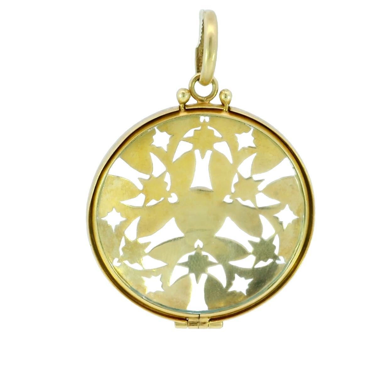 Donna Ciondolo Vinaigrette Vintage con diamanti danzanti in oro giallo 18 carati in vendita