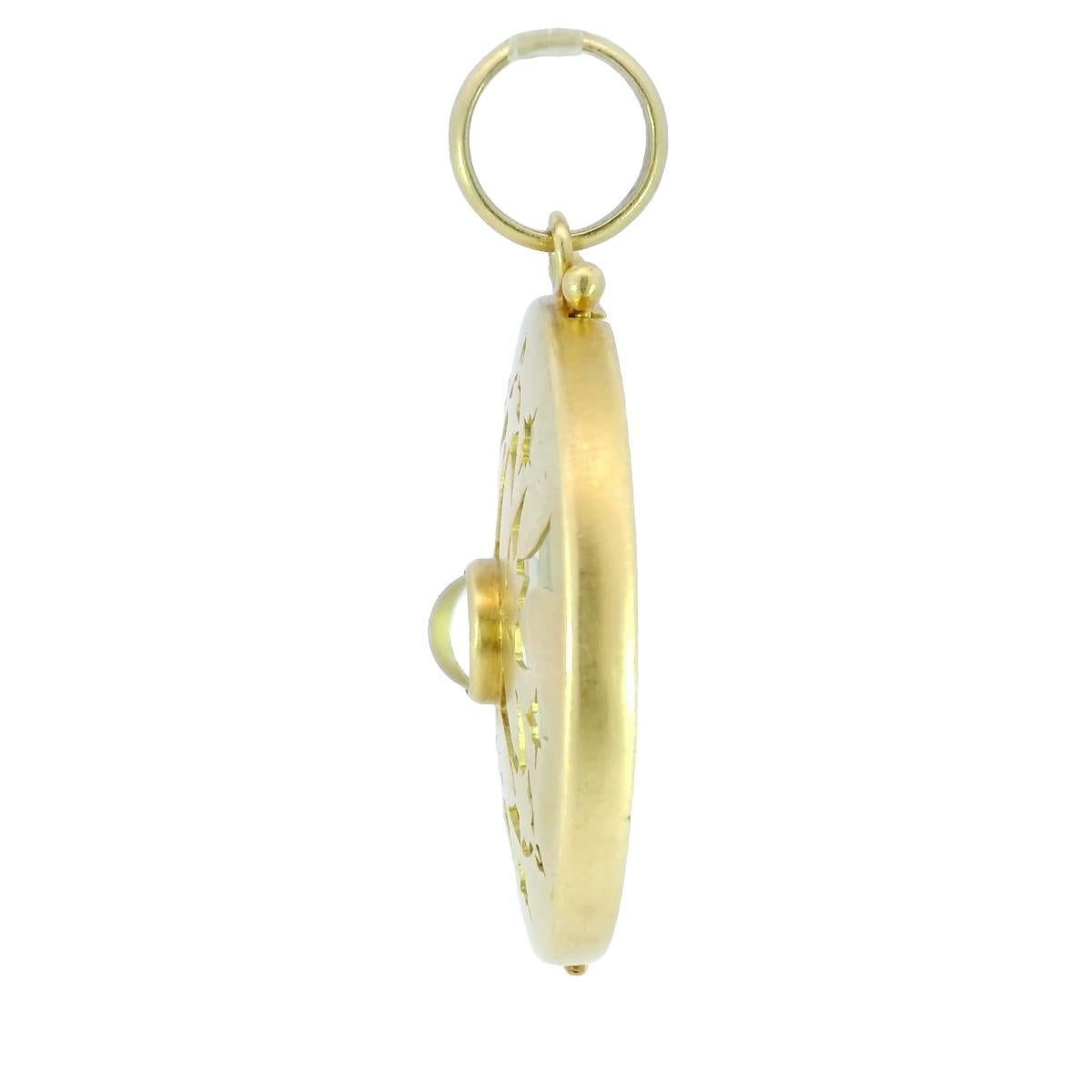 Ciondolo Vinaigrette Vintage con diamanti danzanti in oro giallo 18 carati in vendita 1