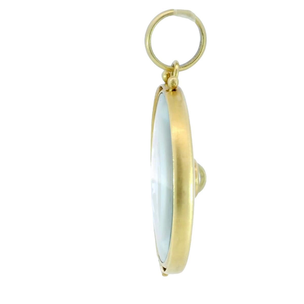Ciondolo Vinaigrette Vintage con diamanti danzanti in oro giallo 18 carati in vendita 2