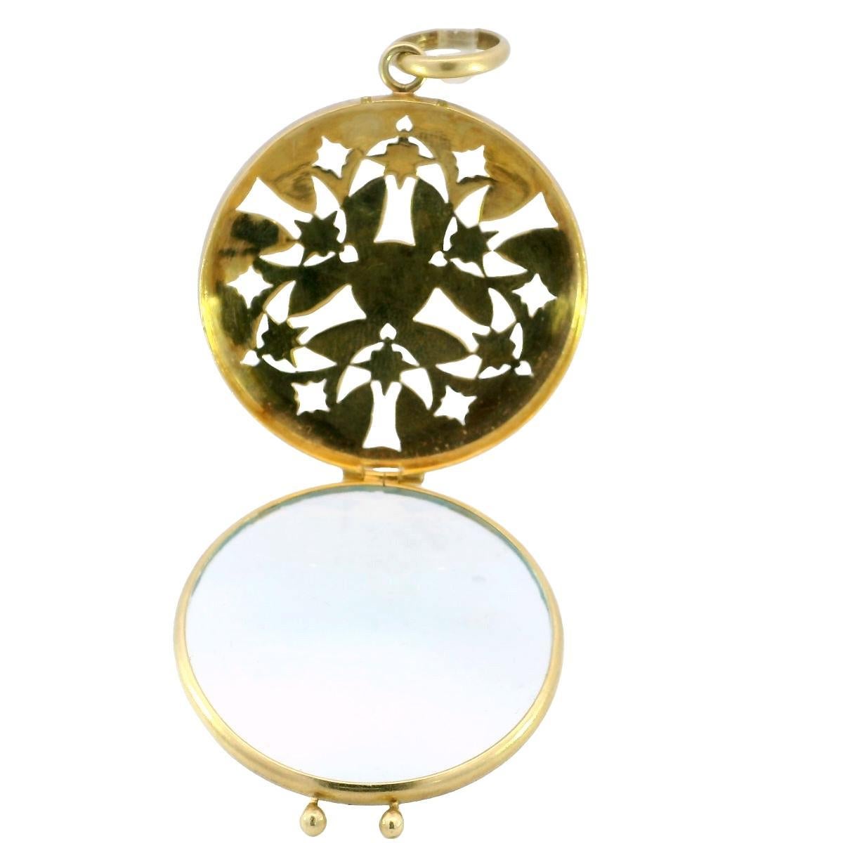 Ciondolo Vinaigrette Vintage con diamanti danzanti in oro giallo 18 carati in vendita 3