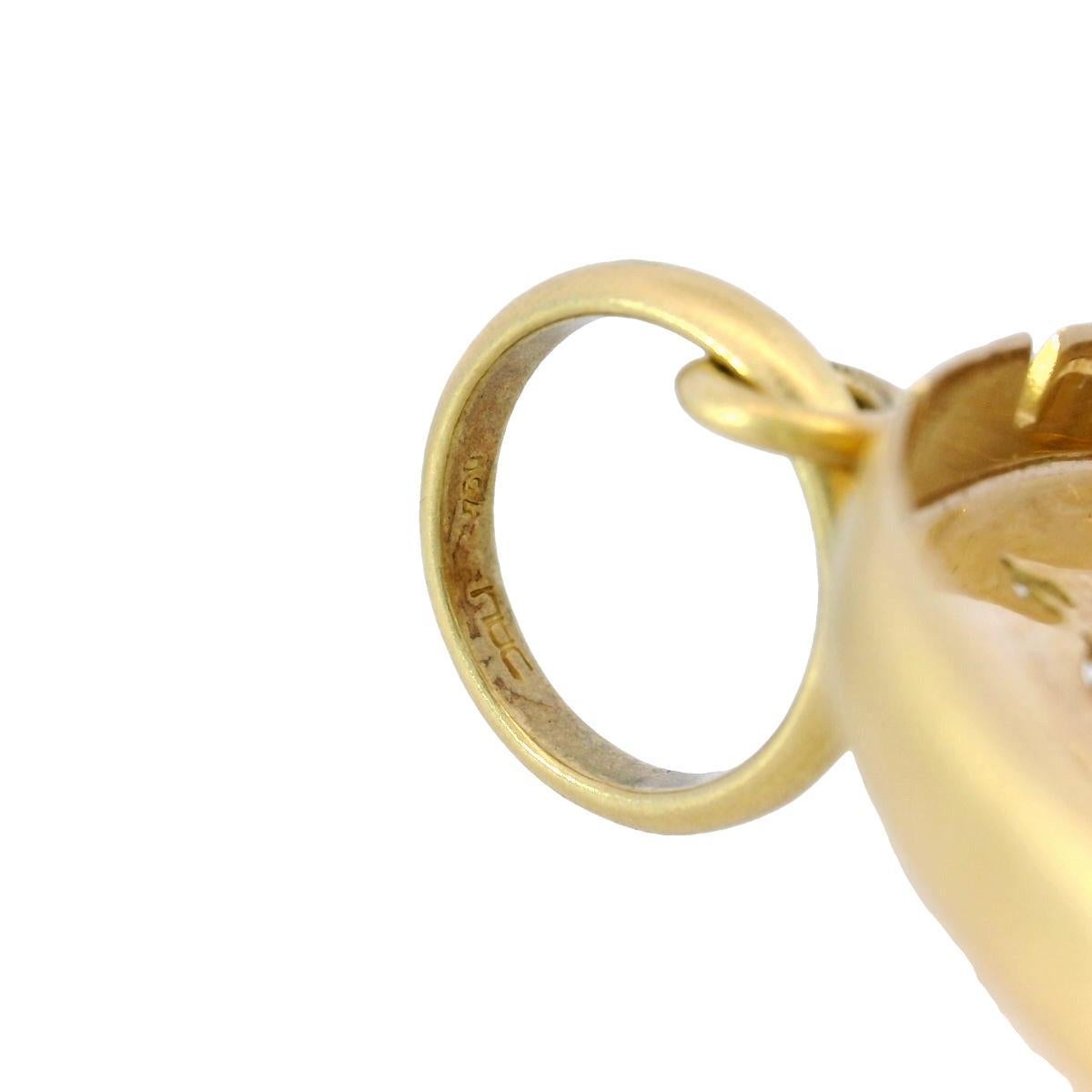 Ciondolo Vinaigrette Vintage con diamanti danzanti in oro giallo 18 carati in vendita 4