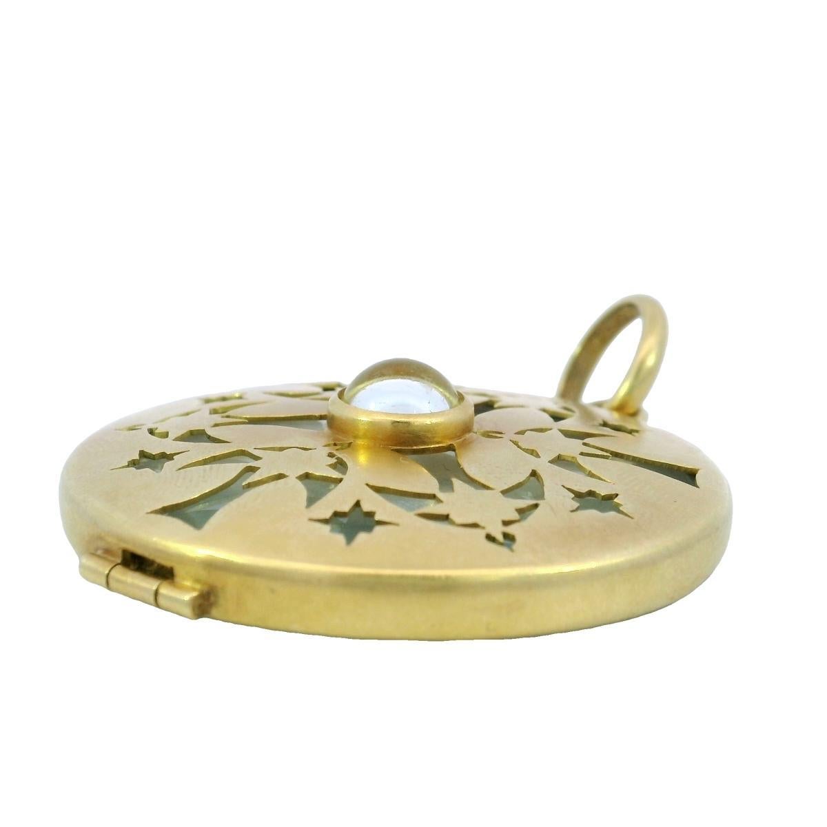 Ciondolo Vinaigrette Vintage con diamanti danzanti in oro giallo 18 carati in vendita 5