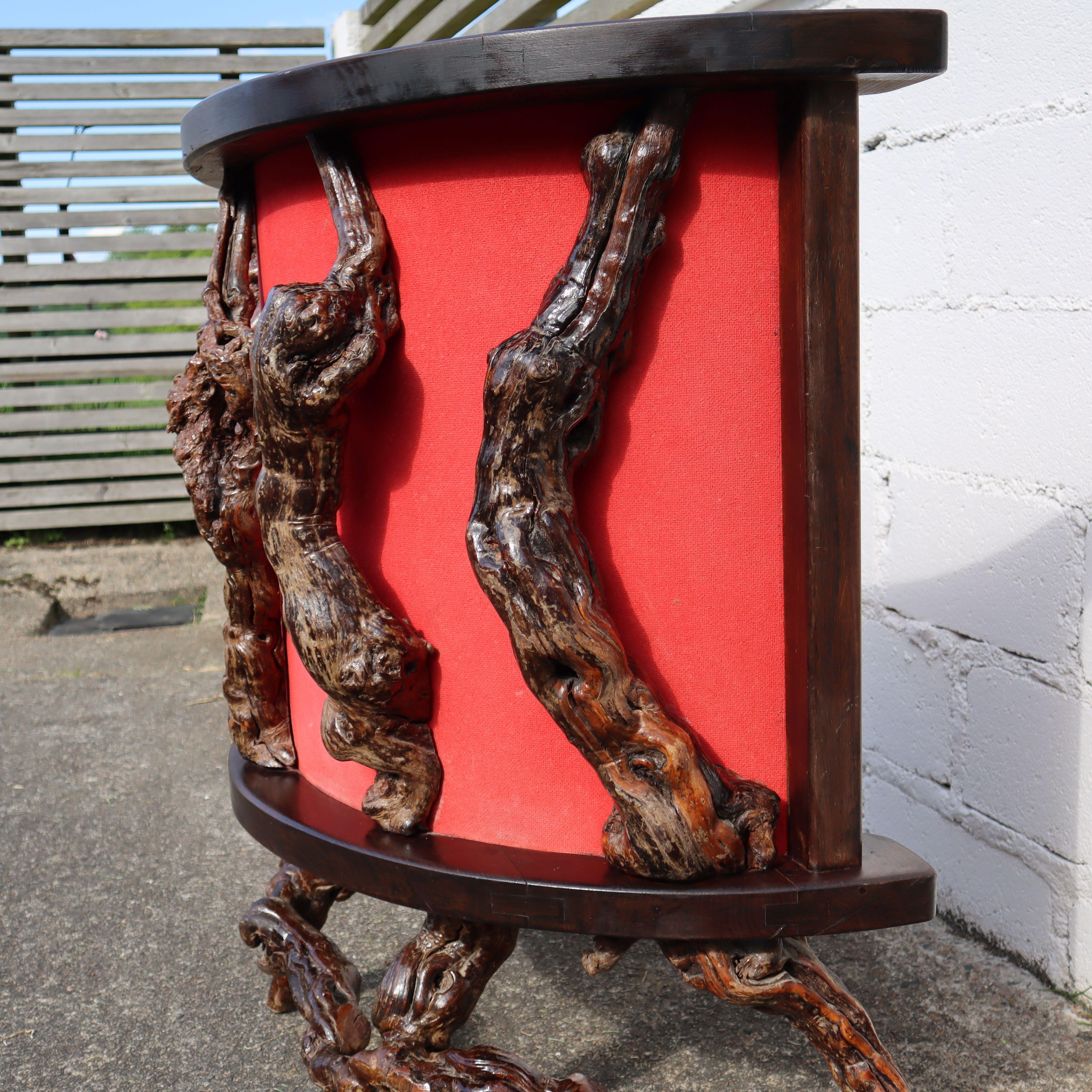 Vintage Vine Wood Branch Bar Ensemble-1 Bar-2 Bar Stools large Wall Shelf For Sale 4