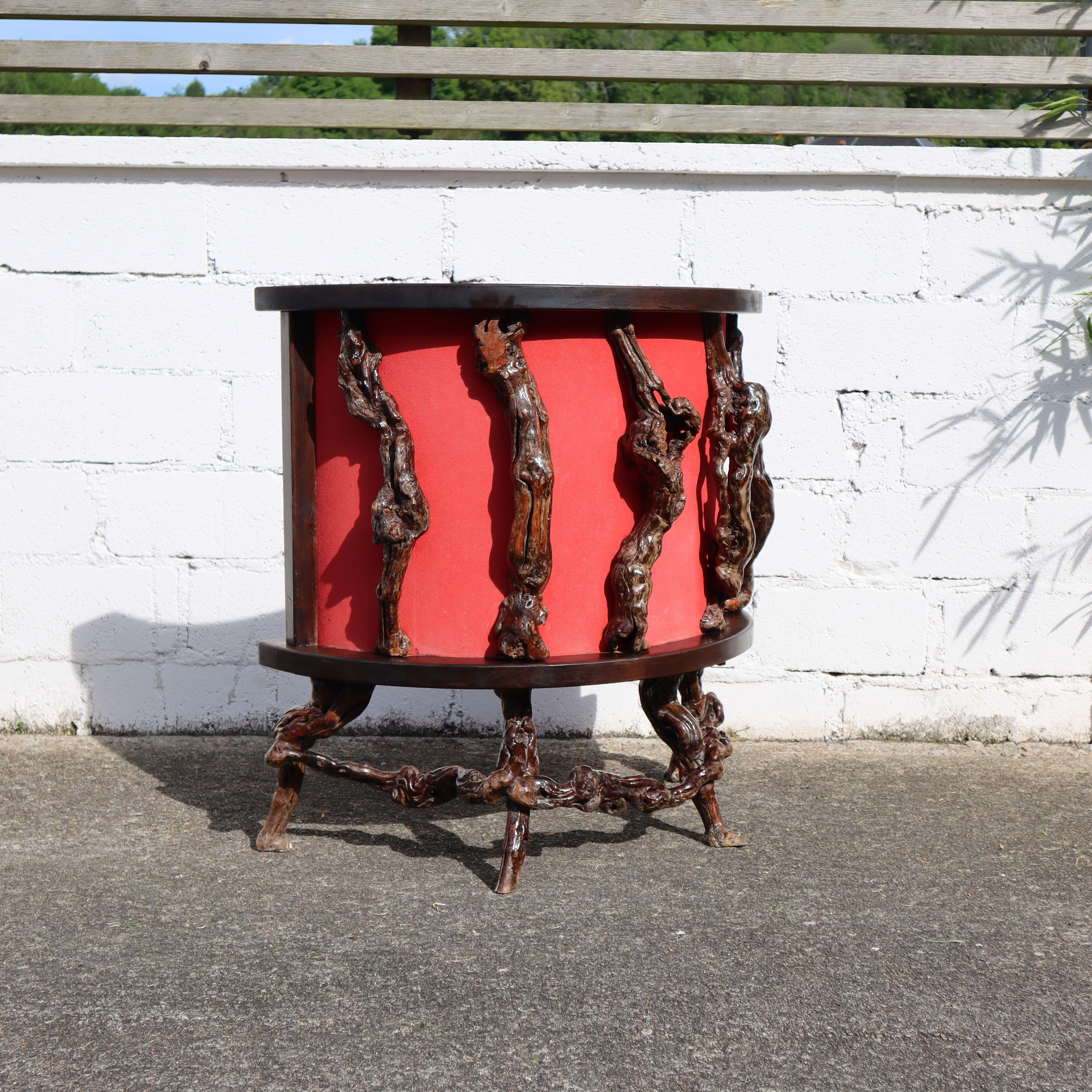 French Vintage Vine Wood Branch Bar Ensemble-1 Bar-2 Bar Stools large Wall Shelf For Sale