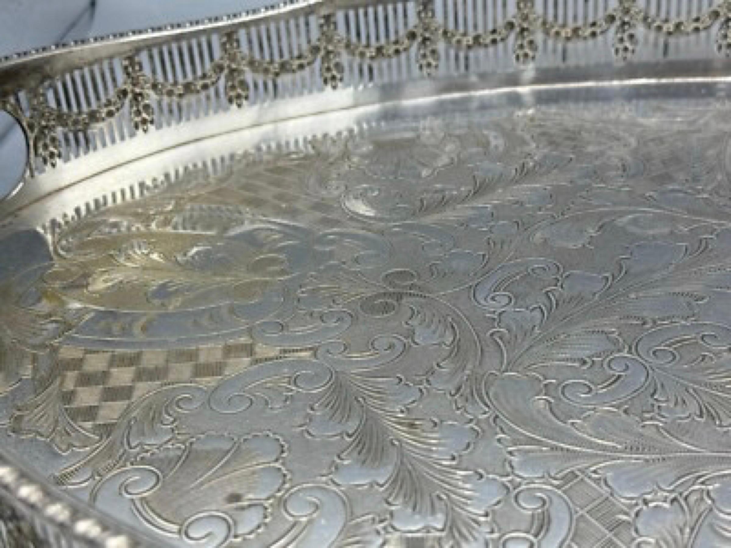 Vintage Viners Alpher Silver Plated Gallery Serving Tray For Sale 5