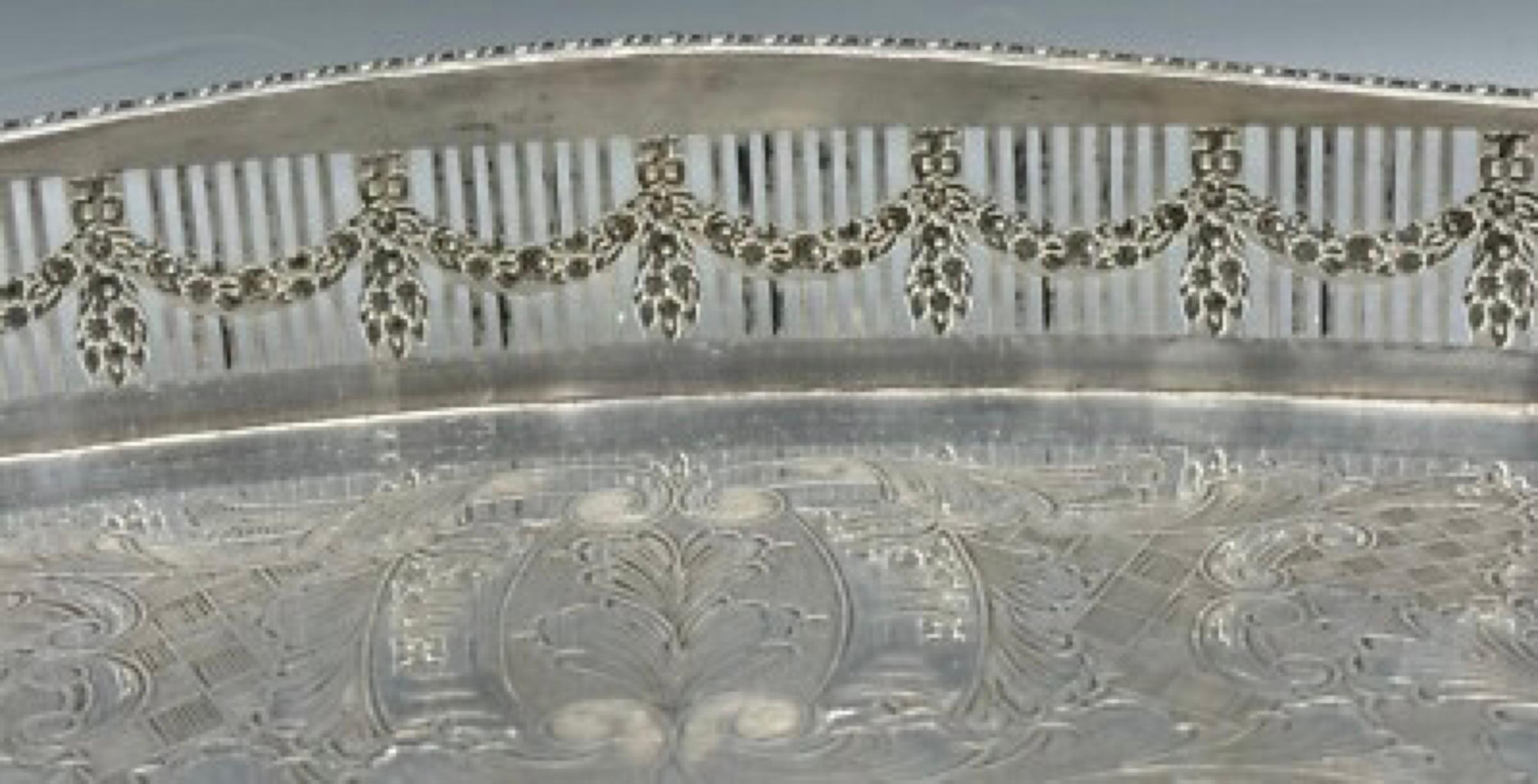 Vintage Viners Alpher Silver Plated Gallery Serving Tray For Sale 6