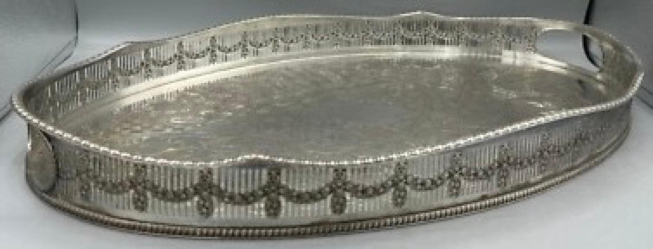 Vintage Viners Alpher Silver Plated Gallery Serving Tray For Sale 11