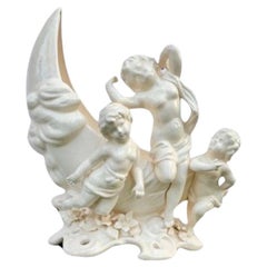 Vintage Vintage Lenwile Ardalt White Porcelain Half Moon Figural Planter, Japan
