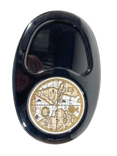 Vintage Vinyl Clad Cheese Board with Old World Map Ceramic Tile Cutting Surface