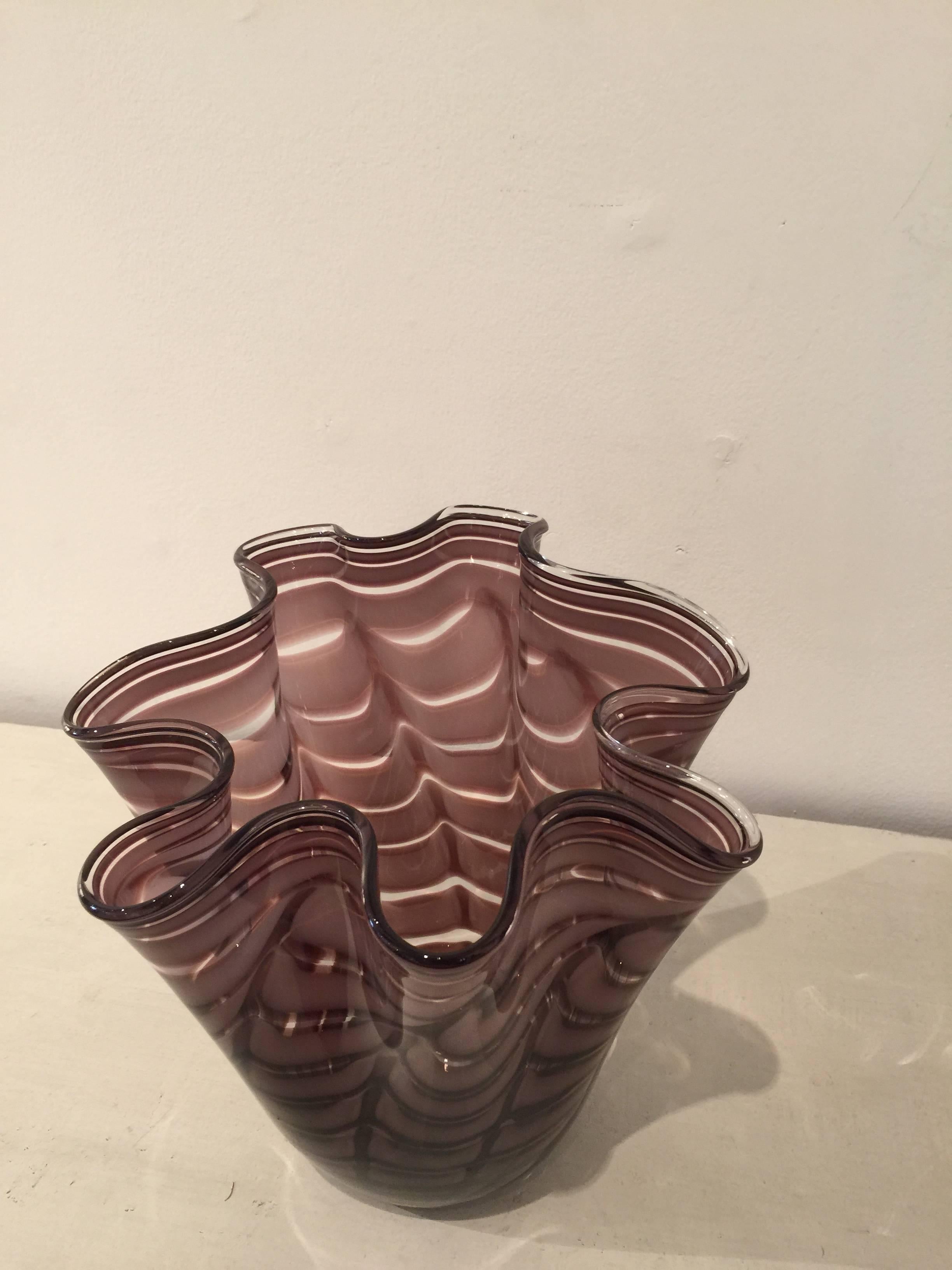 Modern Vintage Violet Colored Murano Glass Vase For Sale