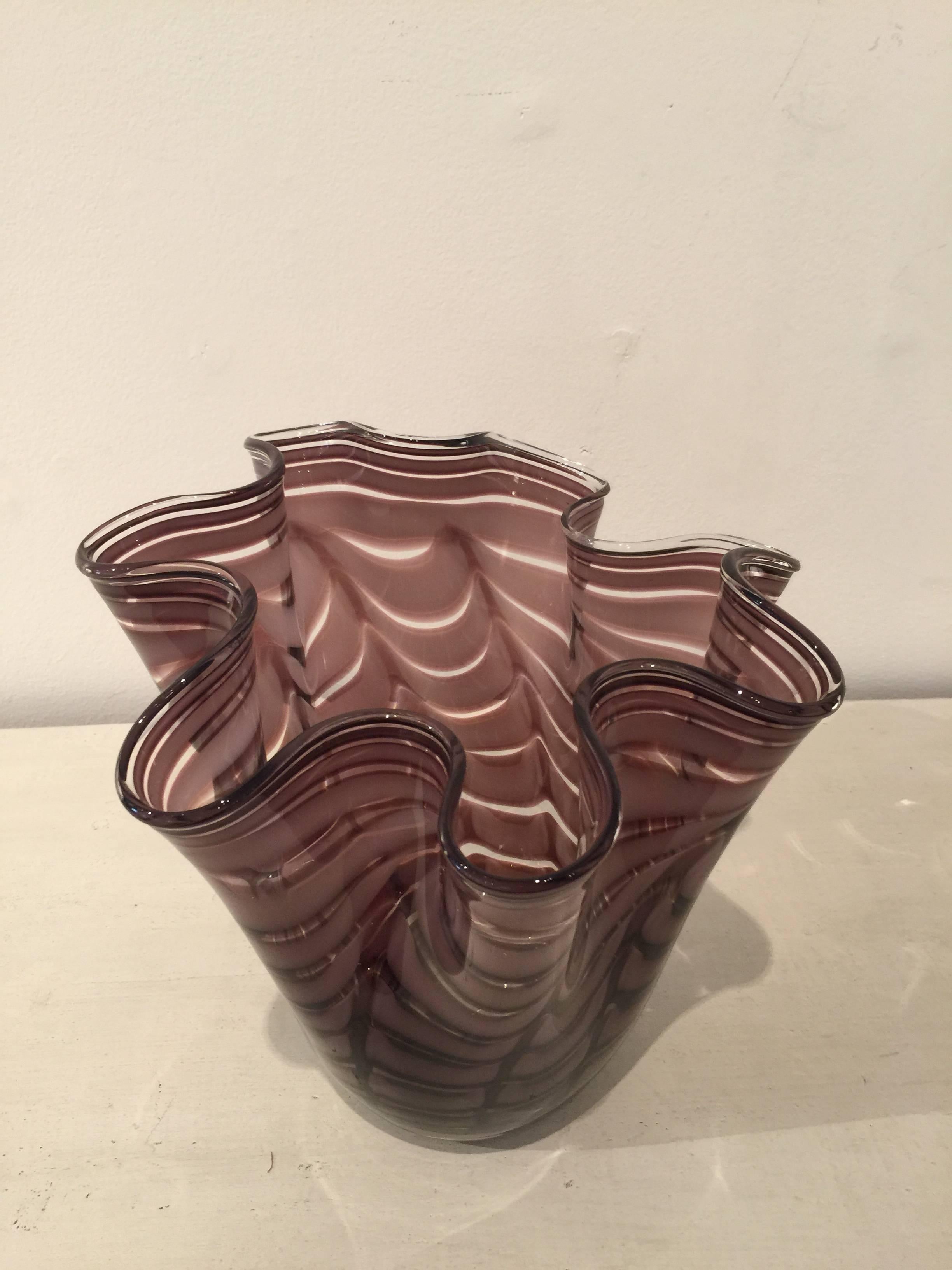 Italian Vintage Violet Colored Murano Glass Vase For Sale