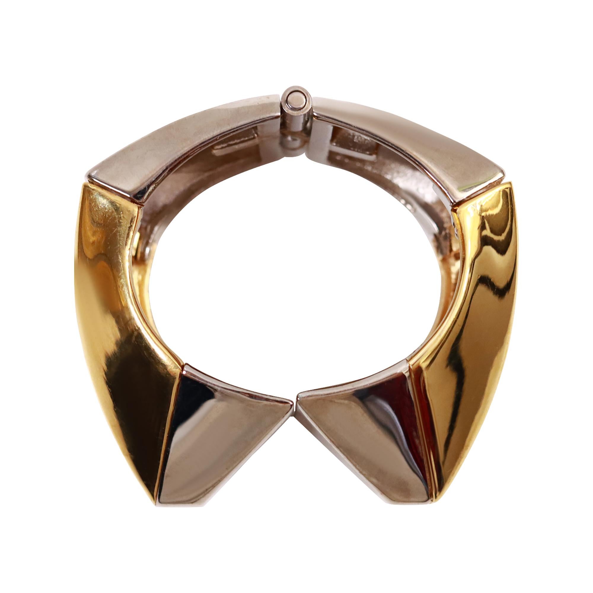 Vintage Vionnet Silver and Gold Cuff Bracelet Circa 1980 en vente 4