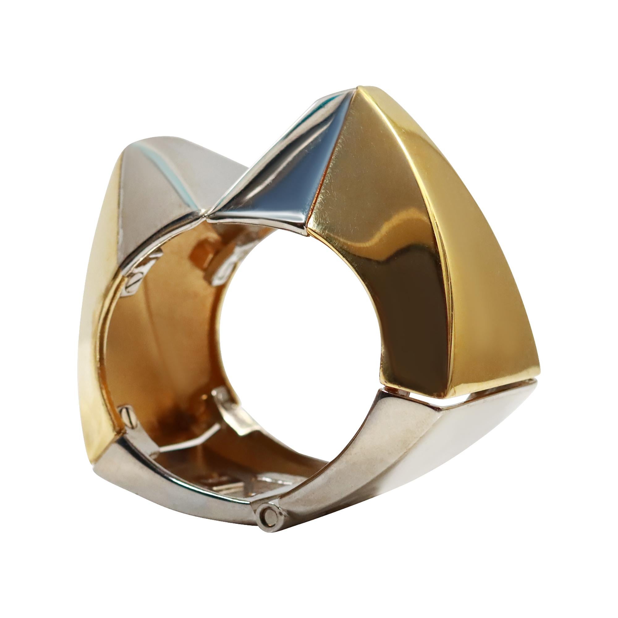 Vintage Vionnet Silver and Gold Cuff Bracelet Circa 1980 en vente 5