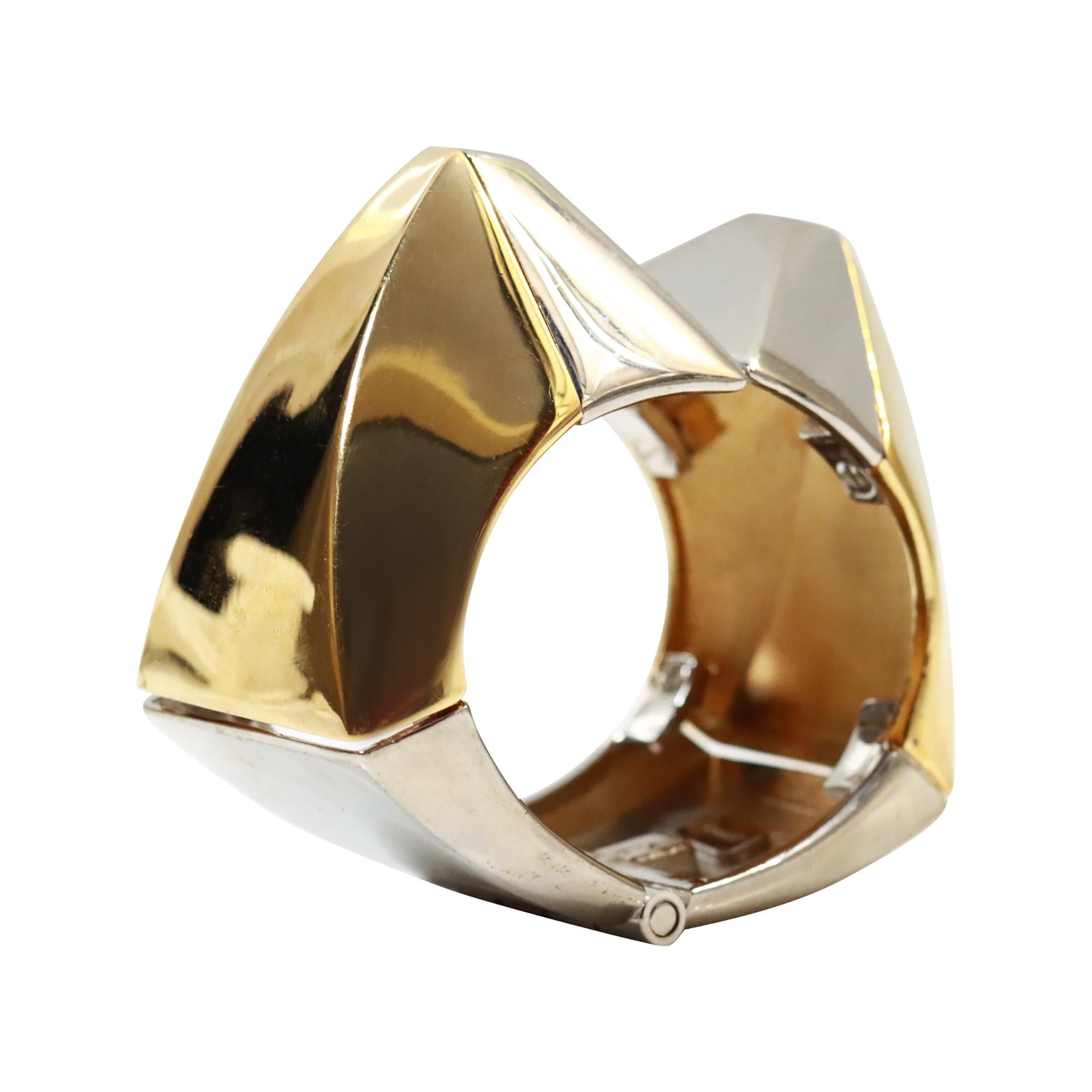 Vintage Vionnet Silver and Gold Cuff Bracelet Circa 1980 en vente 6