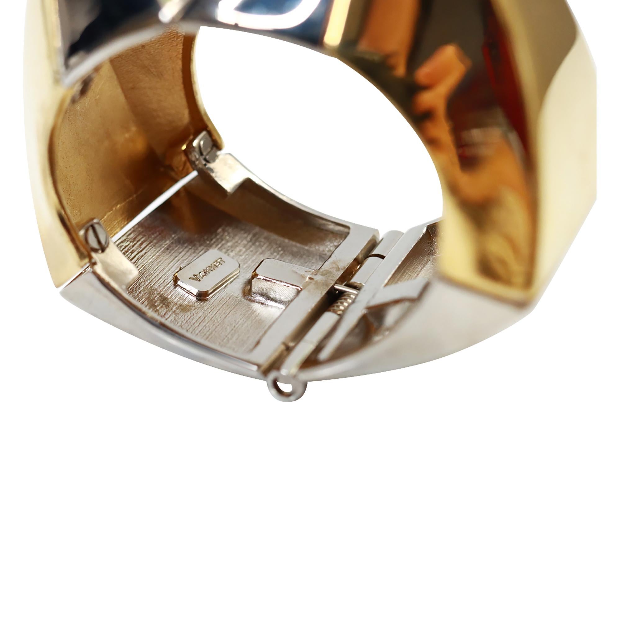 Vintage Vionnet Silver and Gold Cuff Bracelet Circa 1980 en vente 7