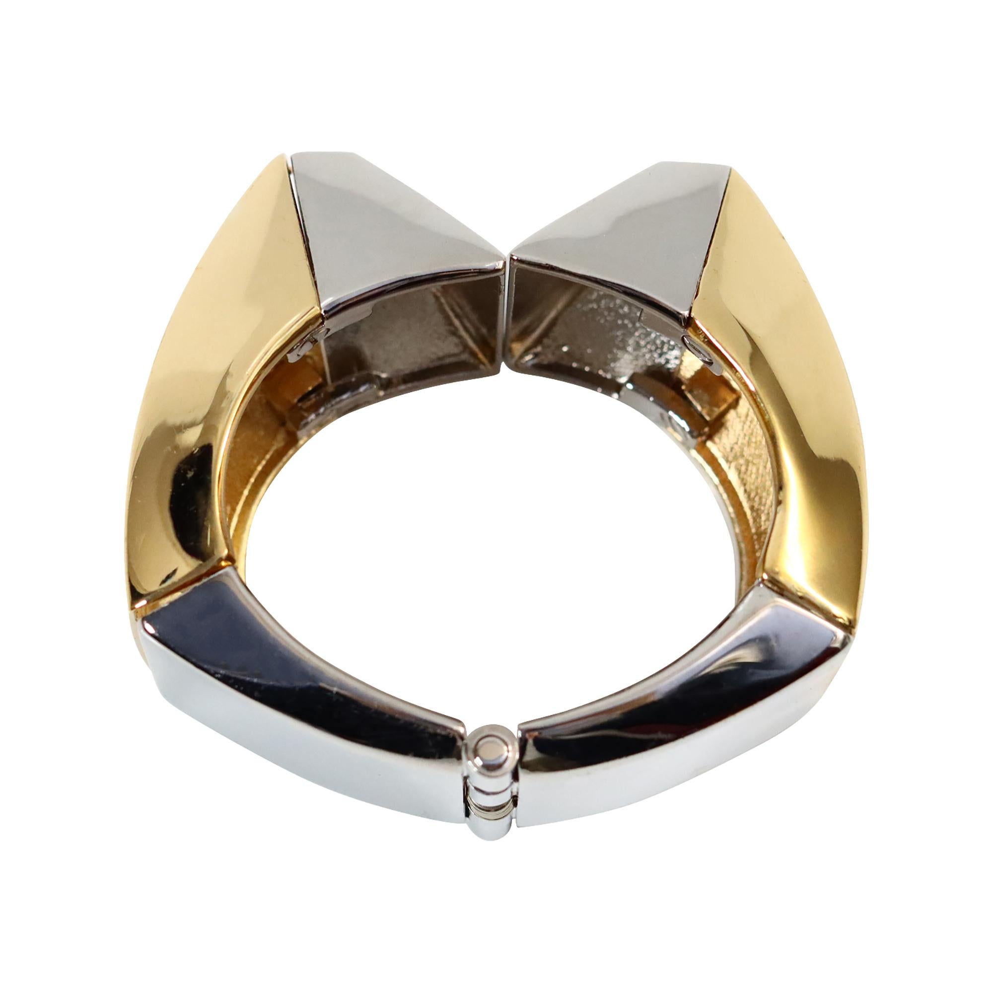 Vintage Vionnet Silver and Gold Cuff Bracelet Circa 1980 en vente 10