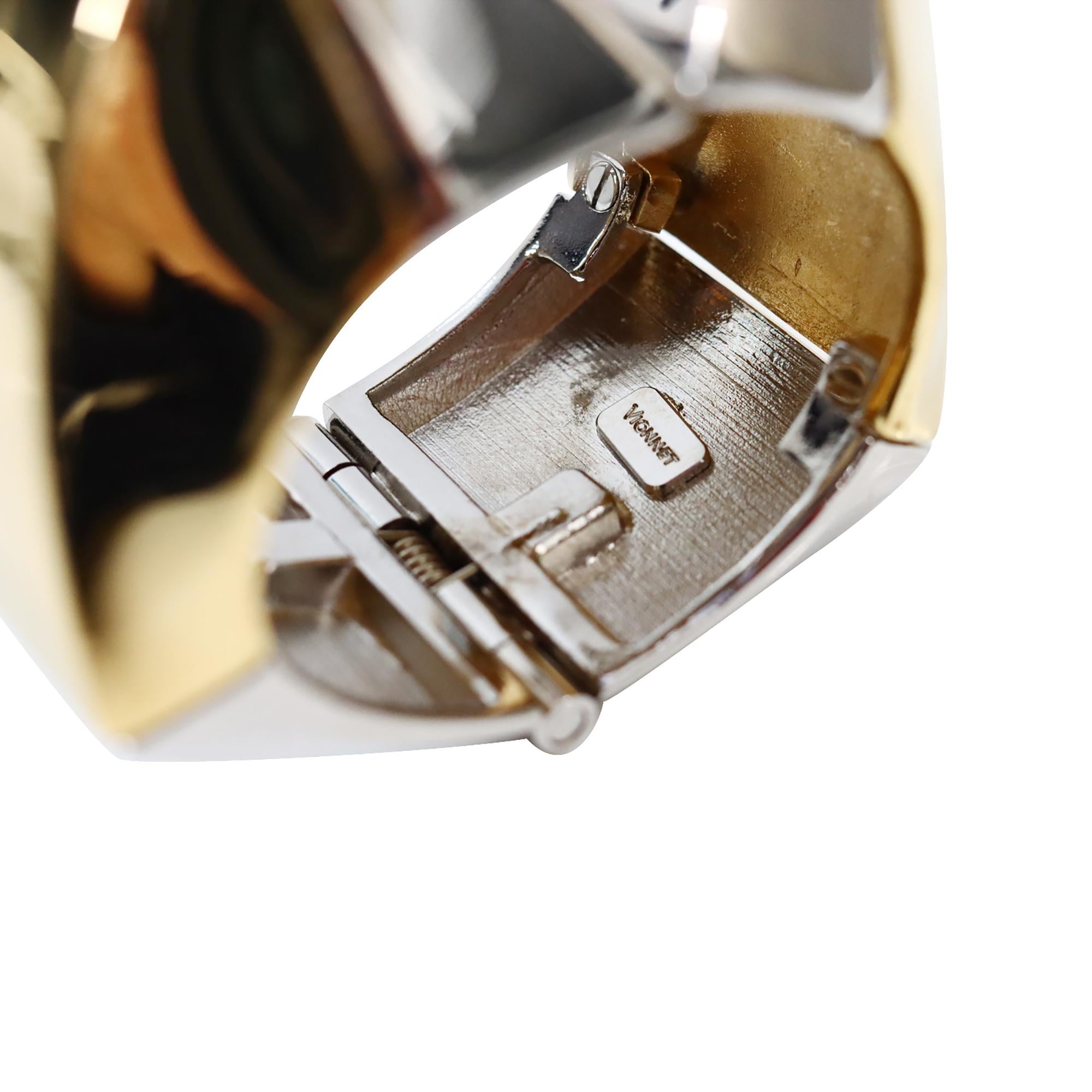 Vintage Vionnet Silver and Gold Cuff Bracelet Circa 1980 en vente 12