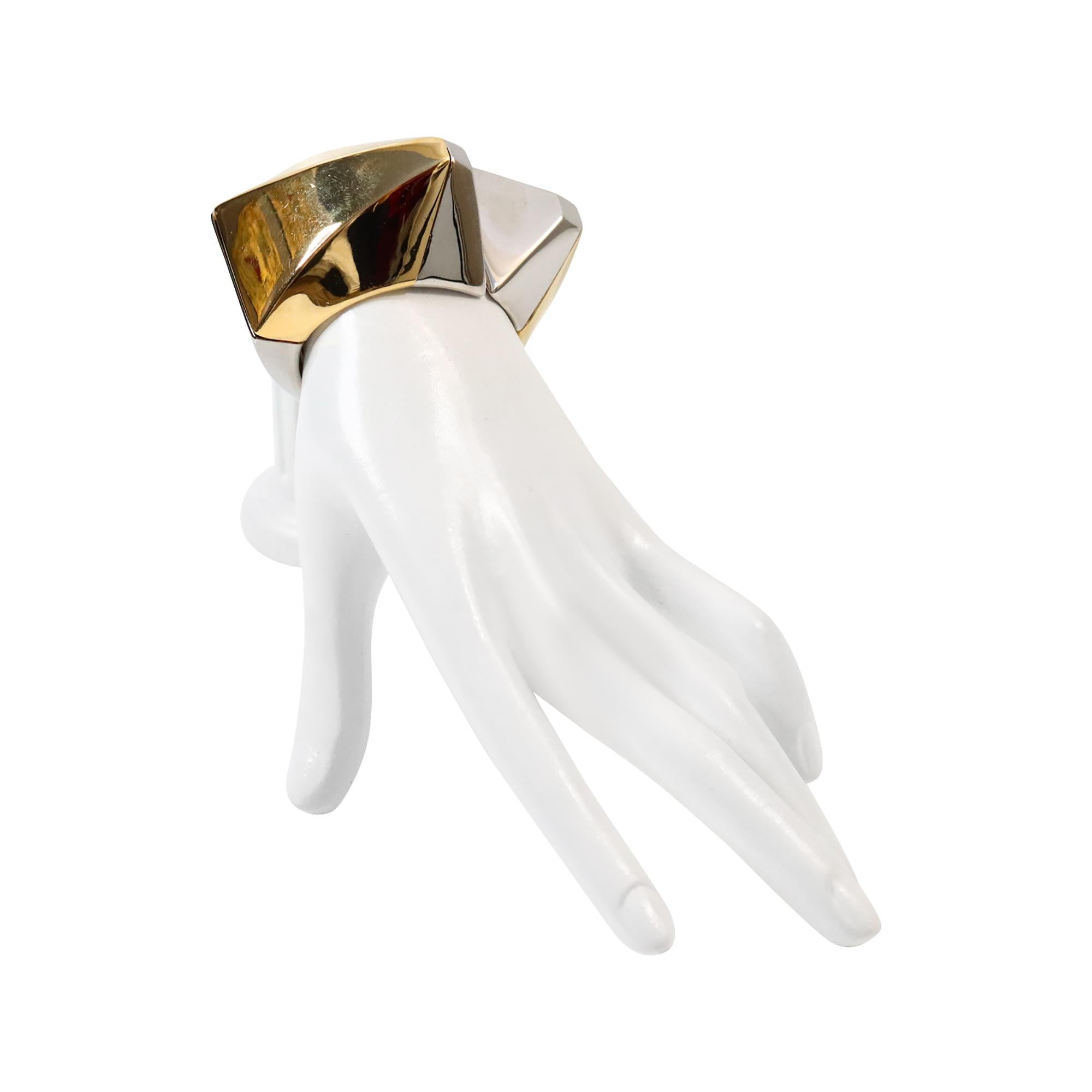 Vintage Vionnet Silver and Gold Cuff Bracelet Circa 1980 en vente 2