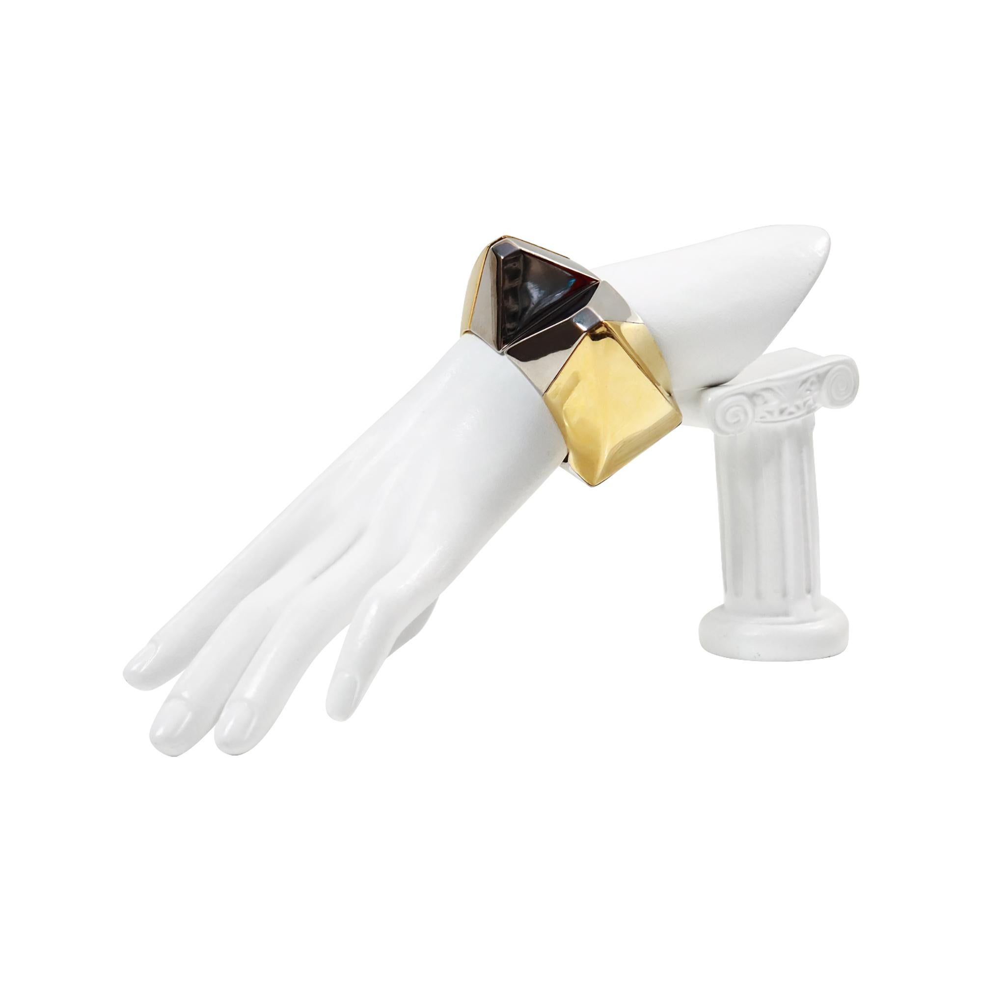 Vintage Vionnet Silver and Gold Cuff Bracelet Circa 1980 en vente 1