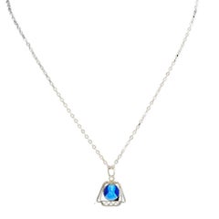 Vintage Virgin Mary Pendant Silvertone Necklace