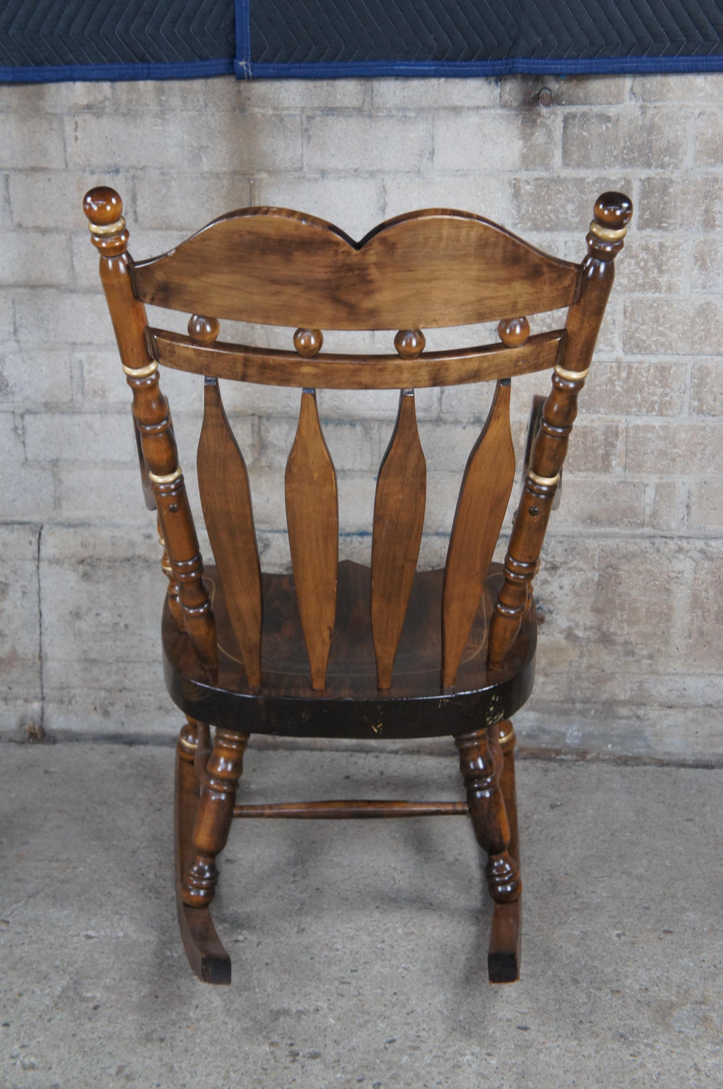 American Colonial Vintage Virginia House Tavern Pine Colonial Stenciled Large Rocking Chair Rocker