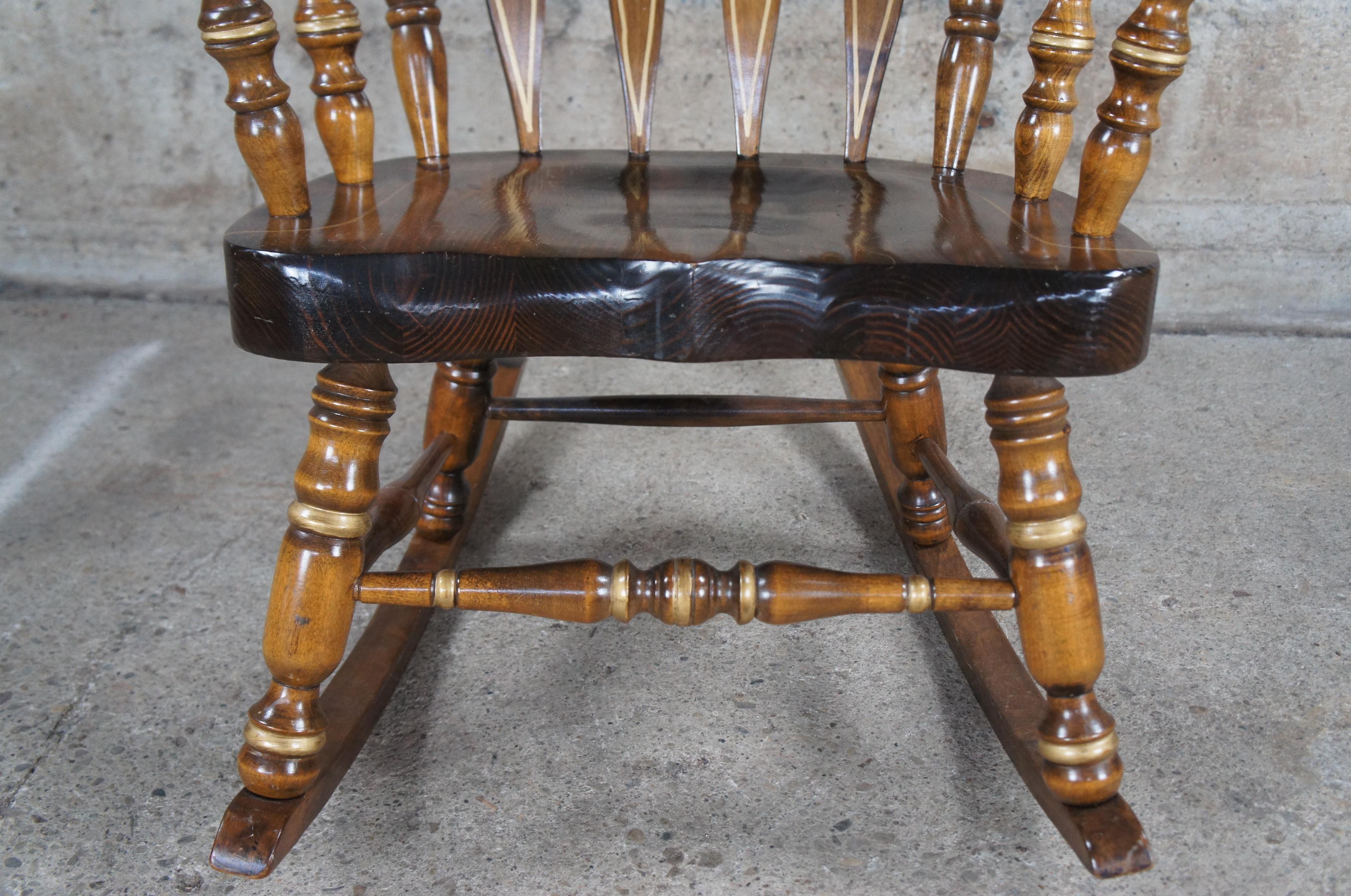 Vintage Virginia House Tavern Pine Colonial Stenciled Large Rocking Chair Rocker 1