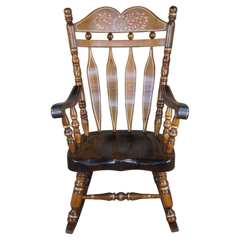 Early American Country Maple Spindle Rocking Chair Farmhouse Rocker ...