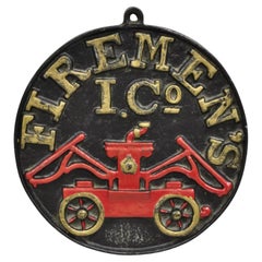 Used Virginia Metal Crafters "Firemen's Insurance Co" Cast Iron Sign Plaque