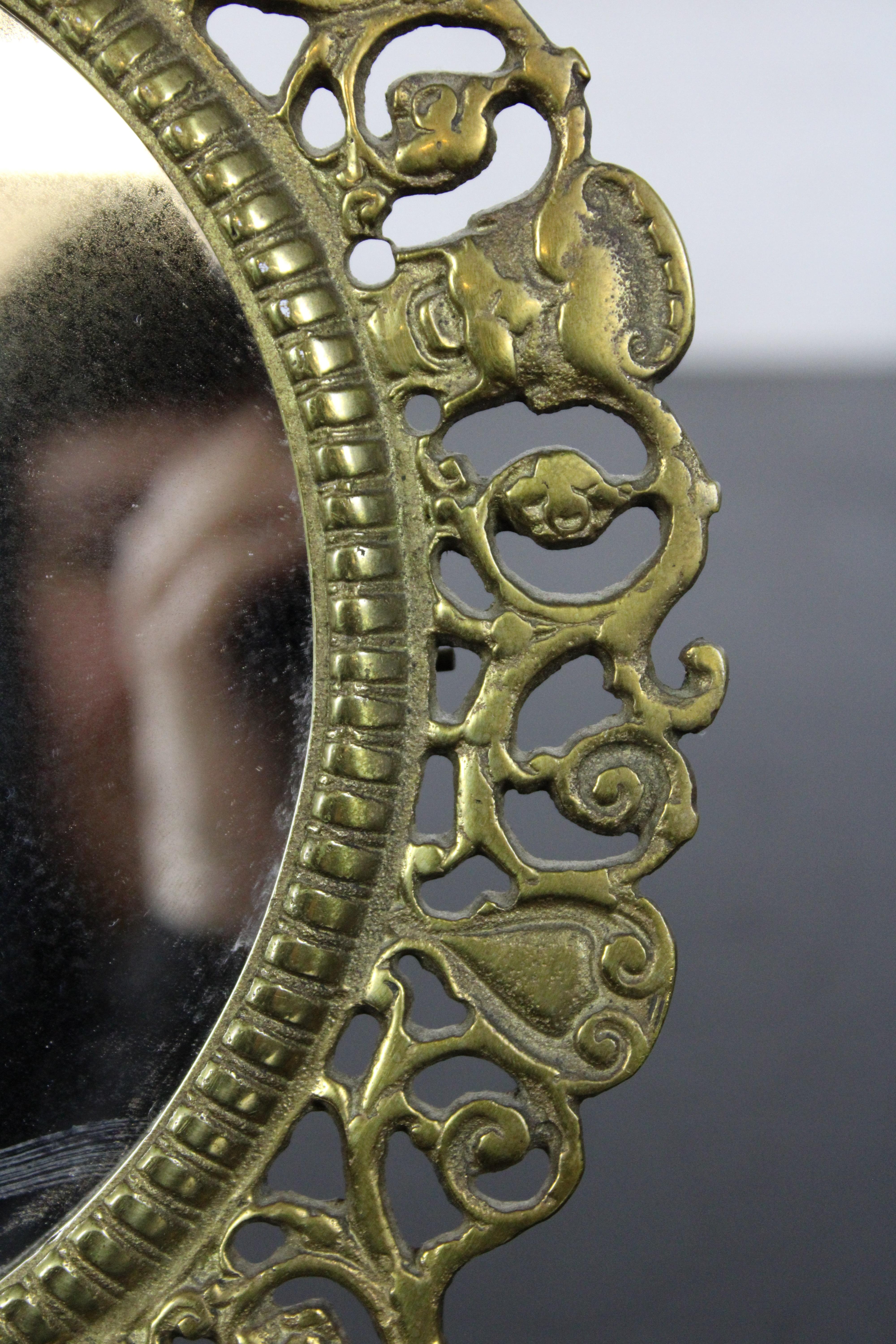 Vintage Virginia Metalcrafters Solid Brass Baroque Filigree Vanity Table Mirror 5