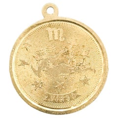 Vintage Virgo Zodiac Pendant in 14k Yellow Gold