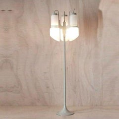 Vintage Vistosi Space Age Floor Lamp, Iron & Opaline Glass, 1970s