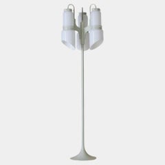 Vintage Vistosi Space Age Floor Lamp, Iron 
Opaline Glass, 1970s