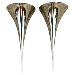 Vintage Visual Comfort Aerin Alina Polished Stainless Steel Wall Sconce a Pair