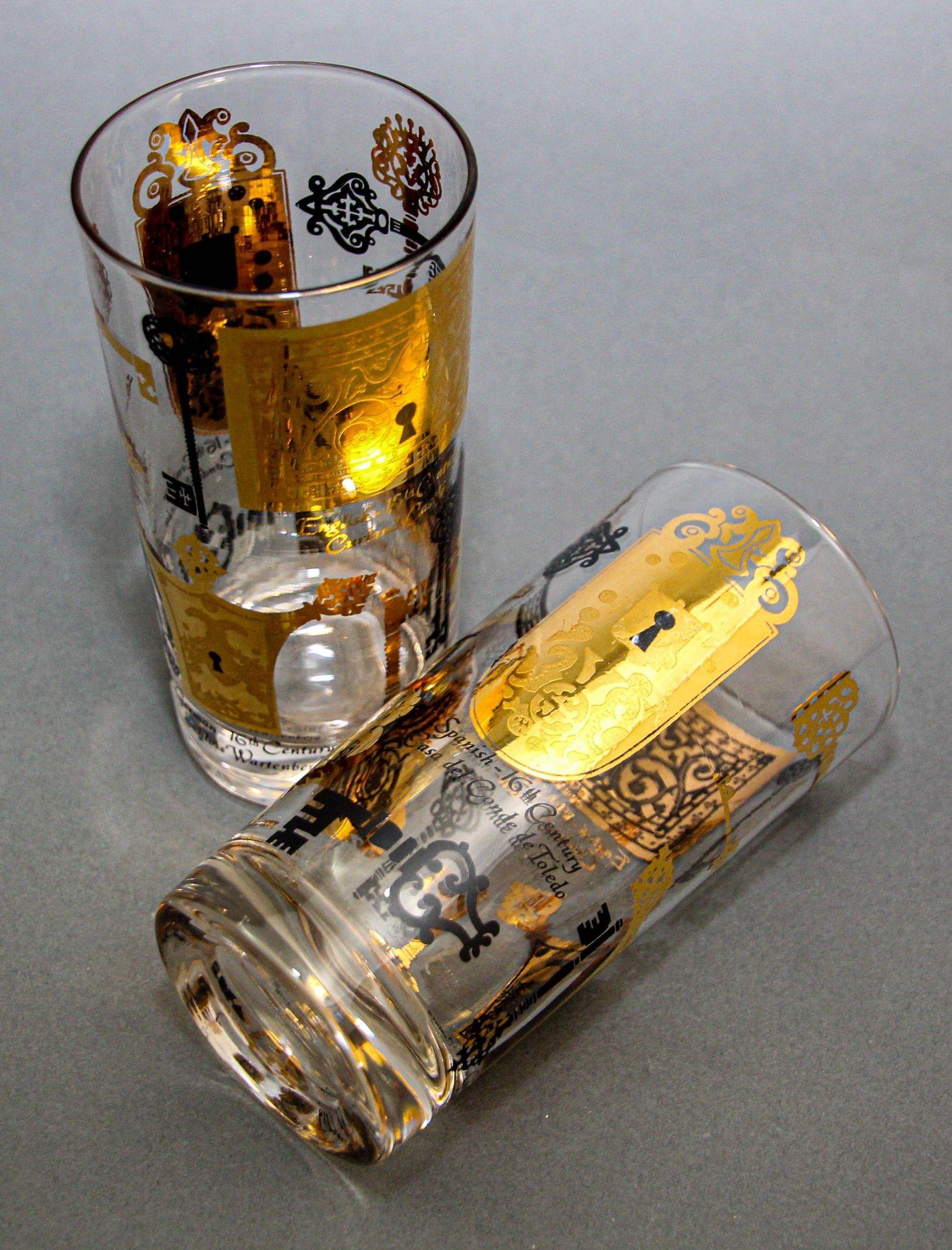 Set von 6 Vintage Vito Bari Gold-Getränkegläsern, Hollywood Regency Retro 1950er Jahre im Angebot 4