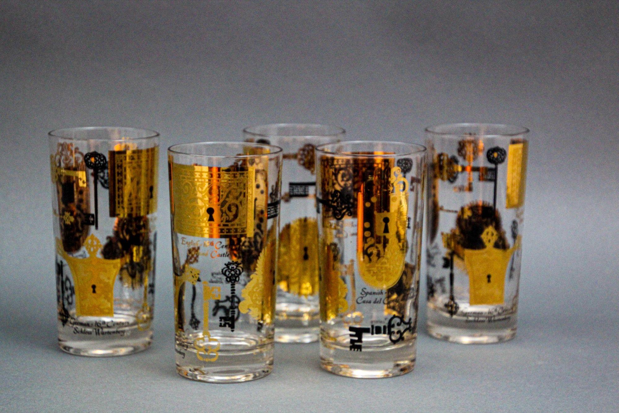 Set von 6 Vintage Vito Bari Gold-Getränkegläsern, Hollywood Regency Retro 1950er Jahre im Angebot 7