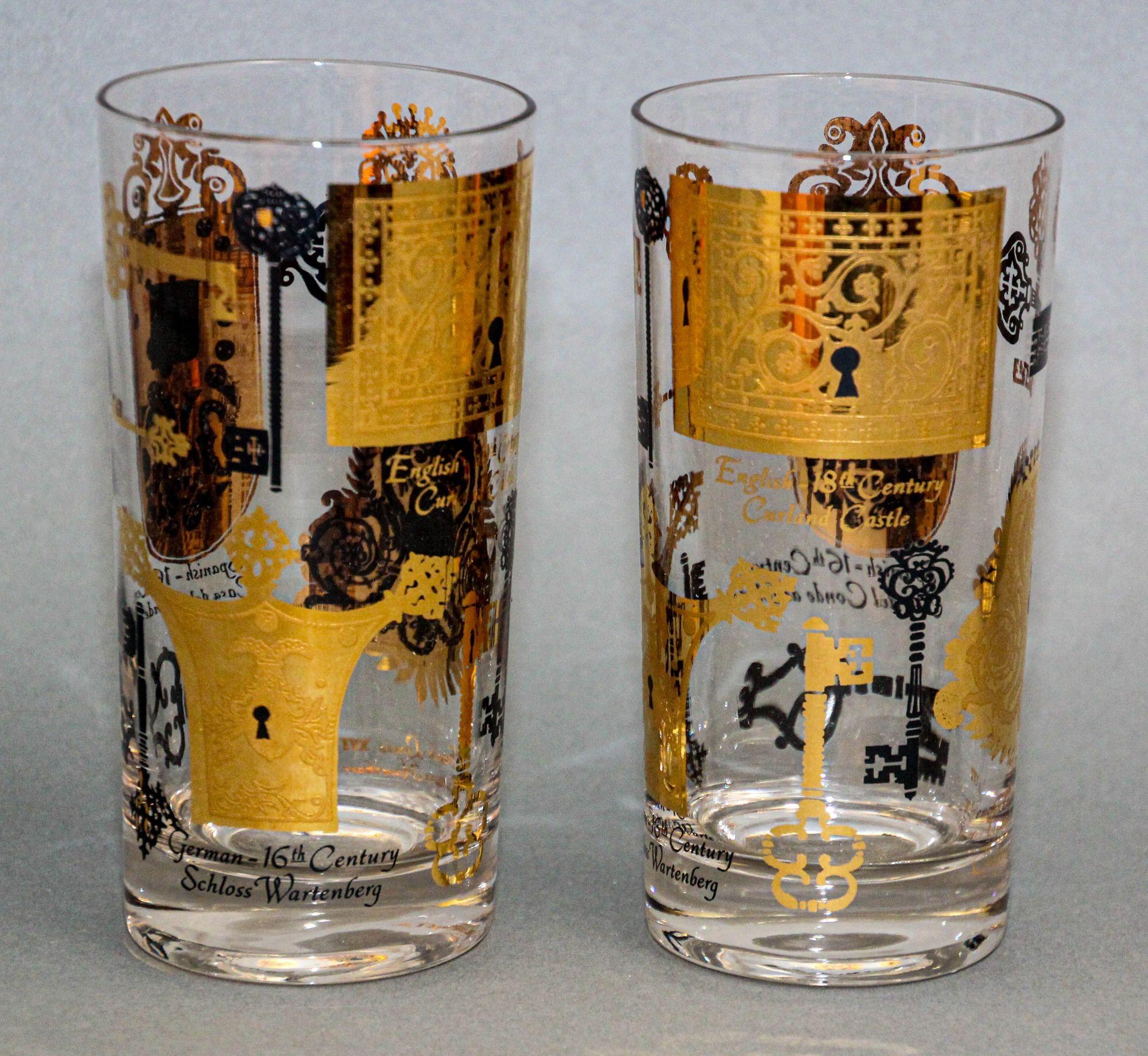 Set von 6 Vintage Vito Bari Gold-Getränkegläsern, Hollywood Regency Retro 1950er Jahre (amerikanisch) im Angebot