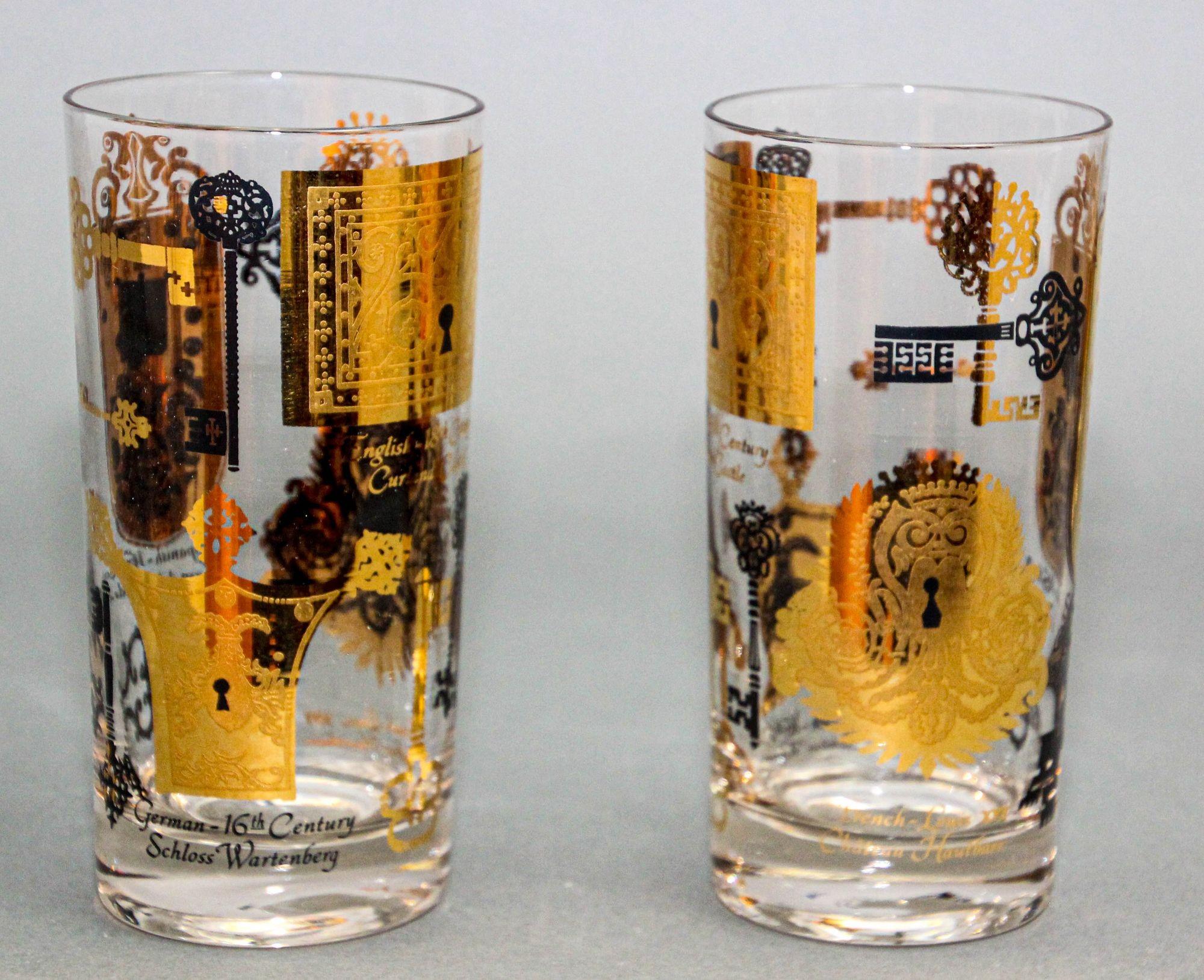 Set von 6 Vintage Vito Bari Gold-Getränkegläsern, Hollywood Regency Retro 1950er Jahre im Zustand „Gut“ im Angebot in North Hollywood, CA