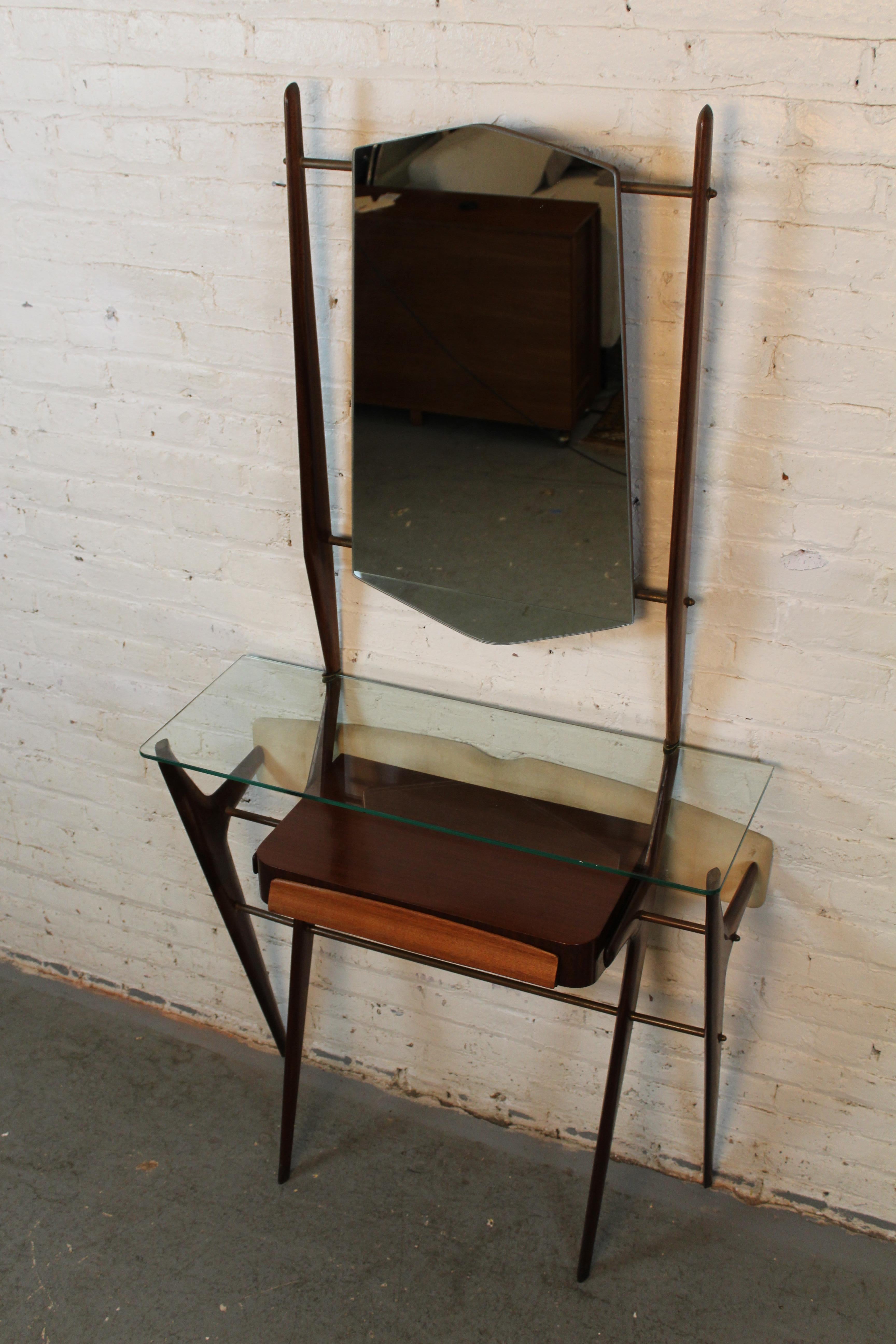 Vintage Vittorio Dassi Mirrored Console attributed to Ico Parisi For Sale 12