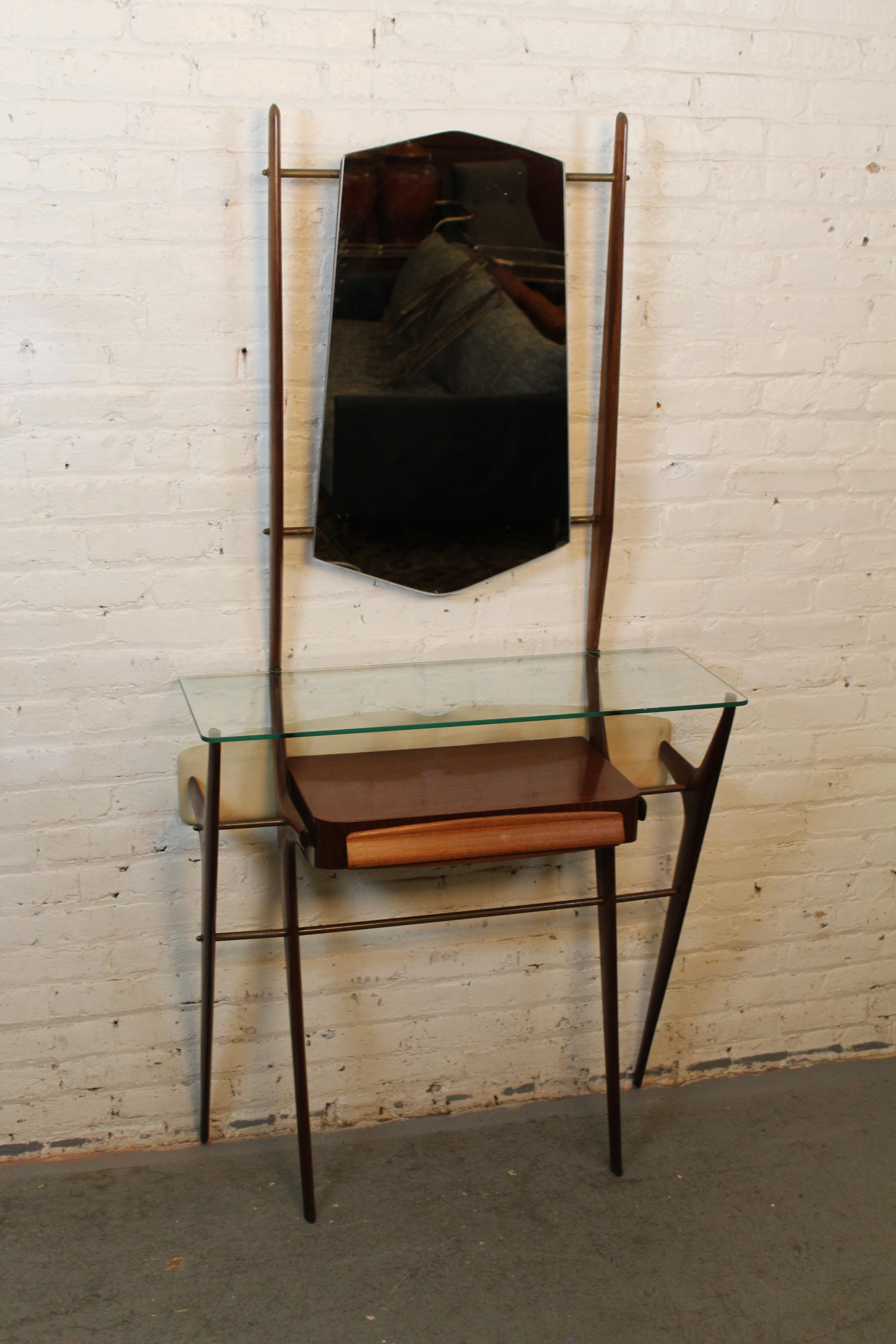 Mid-Century Modern Vintage Vittorio Dassi Mirrored Console attributed to Ico Parisi For Sale