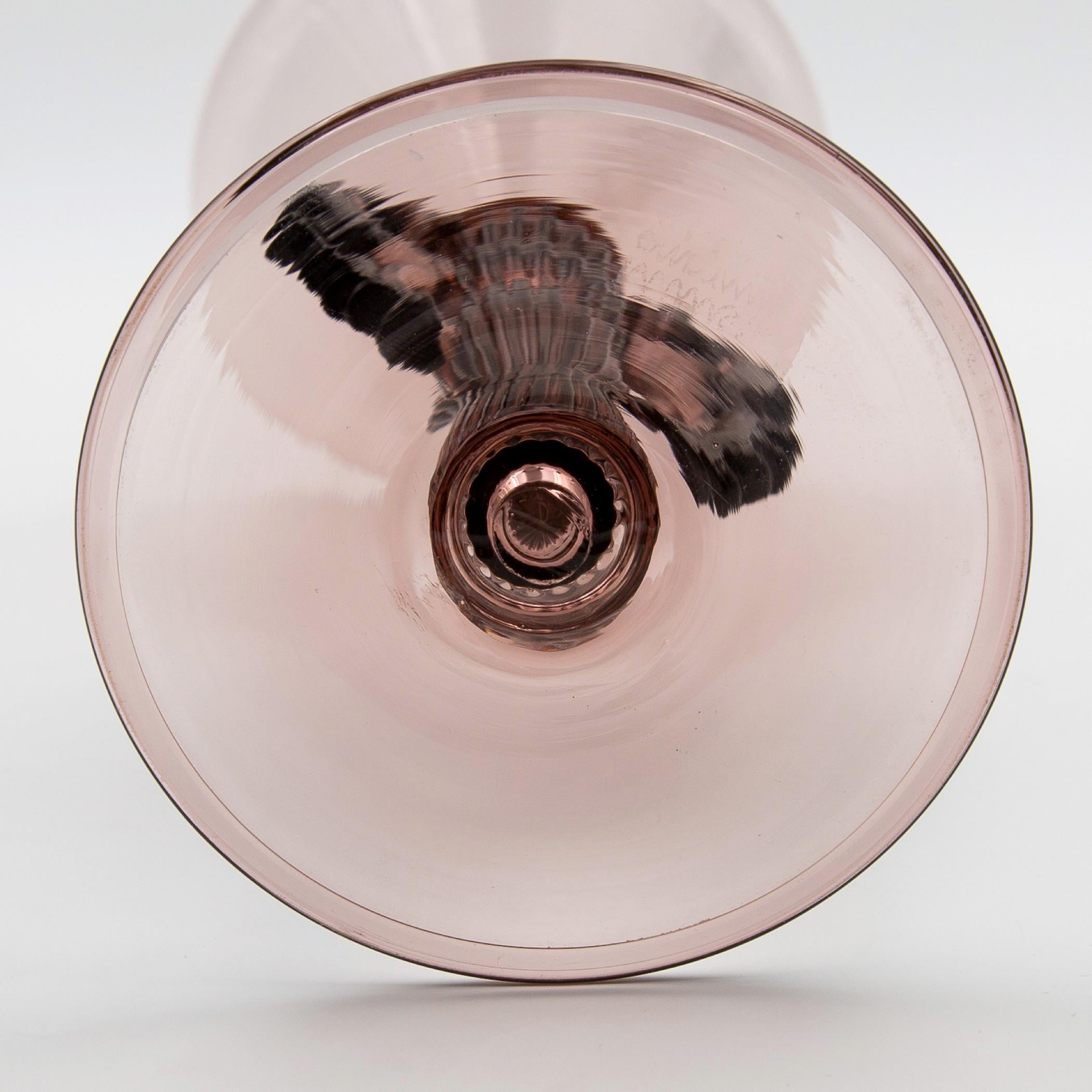 Italian Vintage Vittorio Zecchin Attributed Venini Murano Blown Glass Fluted Vase
